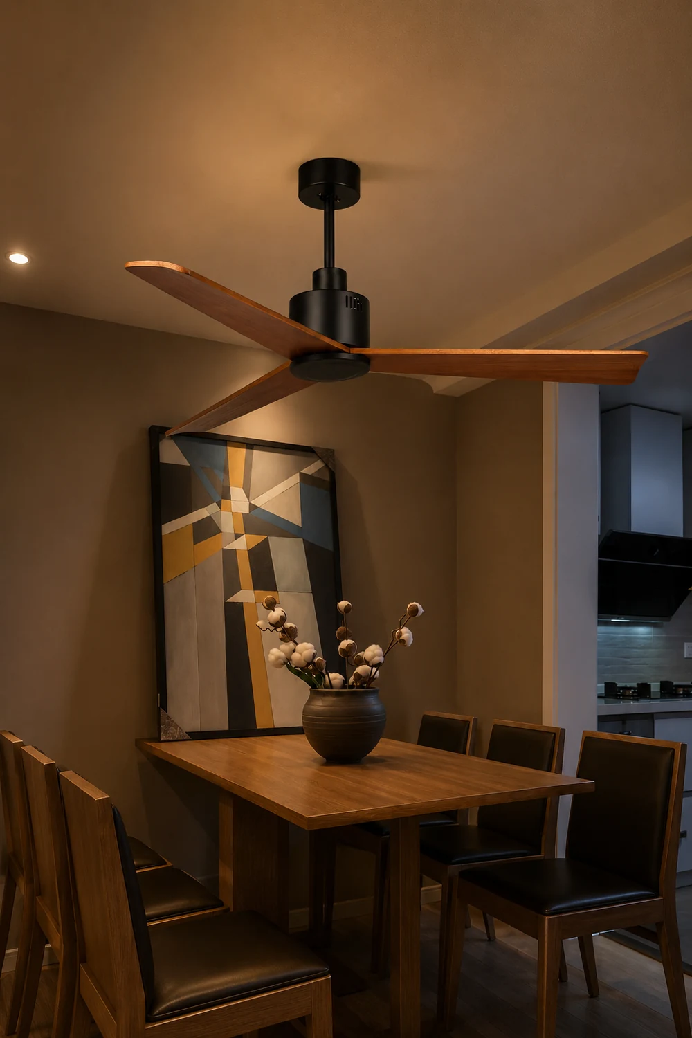 Haydn 3-Blade Modern Black DC Ceiling Fan, Summer, 52'' - Lumpaz