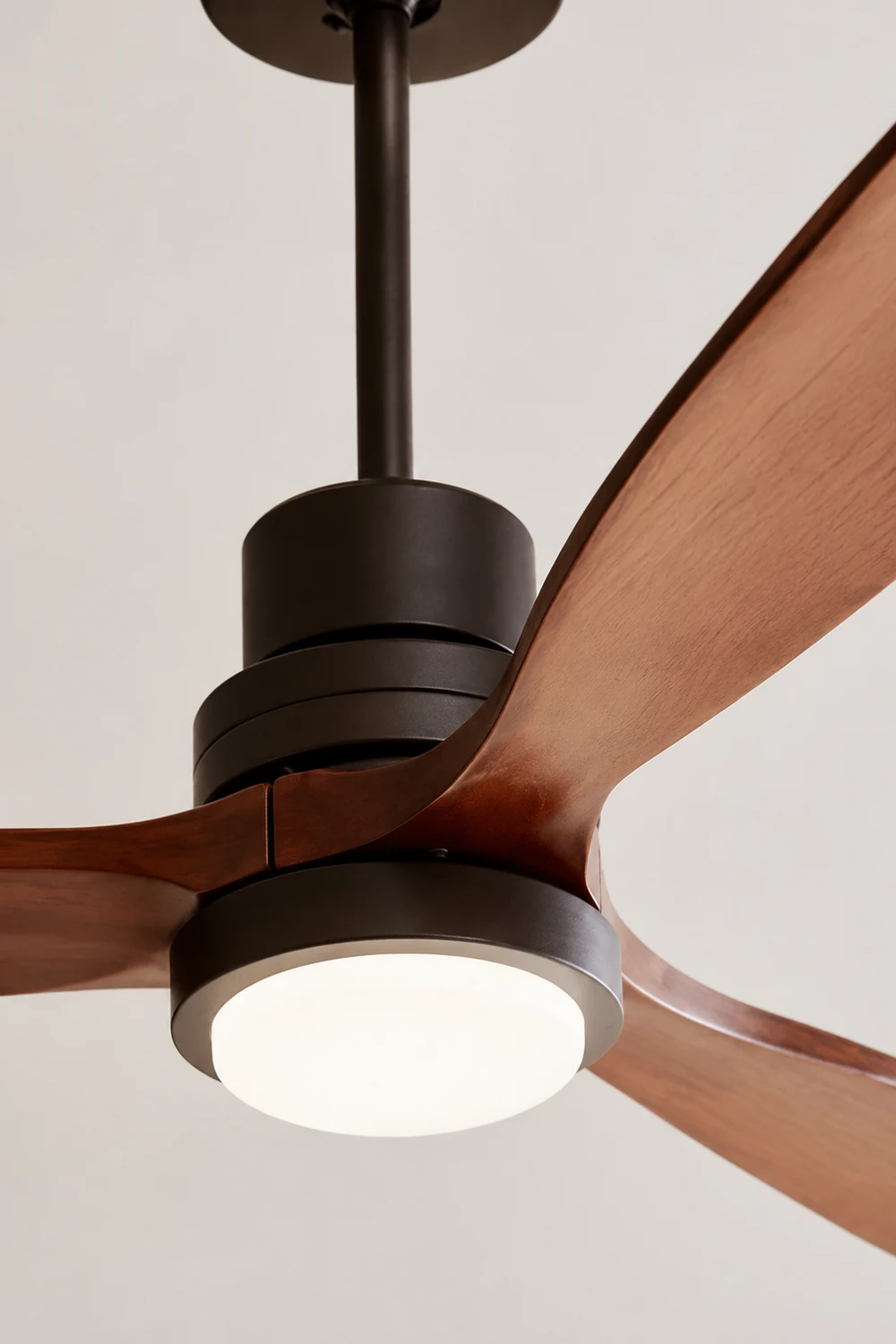 Haydn 3-Blade Modern DC Ceiling Fan Light, Black & Wood, 52'' - Lumpaz