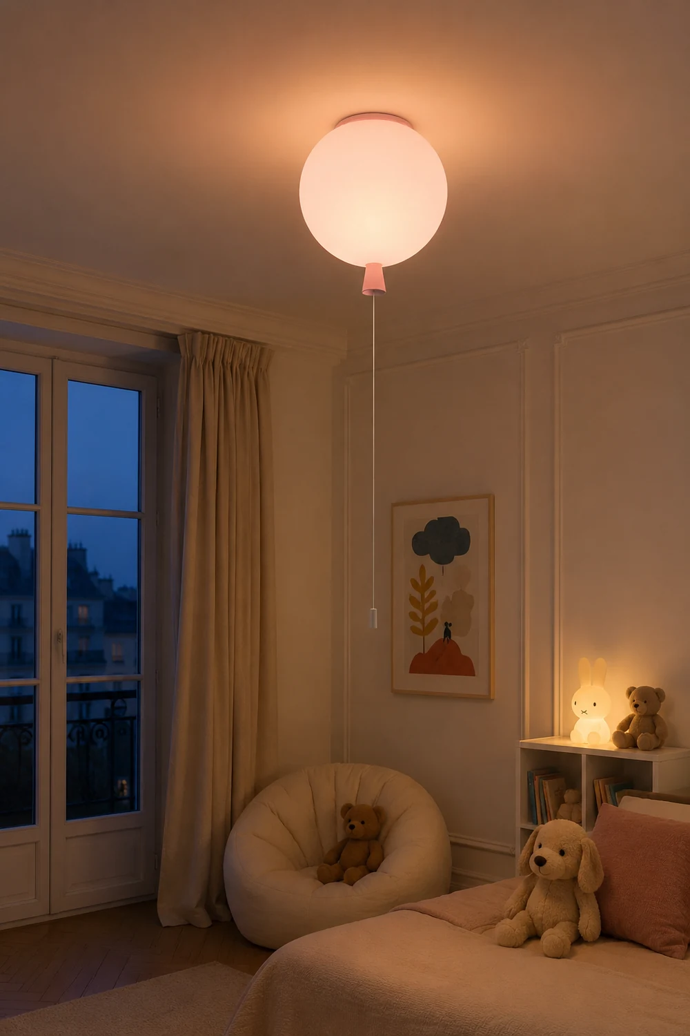 Fateh Frosted Balloon Flush Mount Ceiling Light for Children's Room - Lumpaz