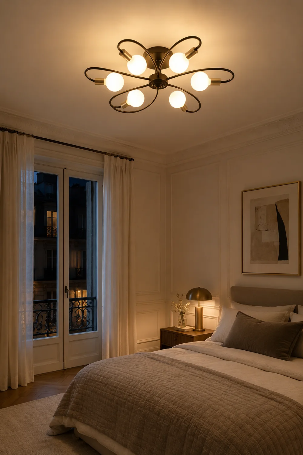 Valentina Modern Metal Flush Mount Ceiling Light, Black/Gold - Lumpaz