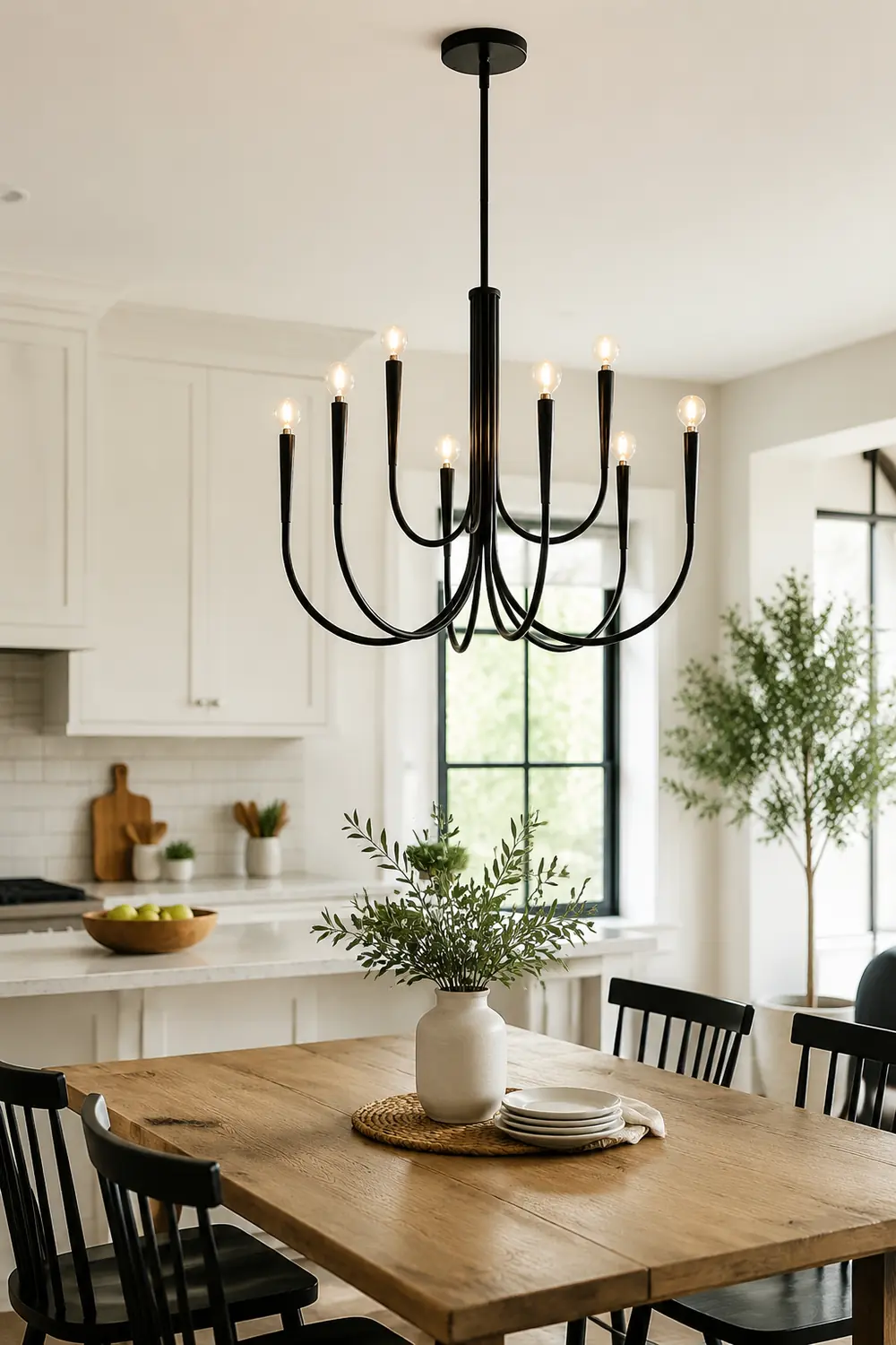 Hailie Modern Minimalist Chandelier Dinning Room, Black/Gold - Lumpaz
