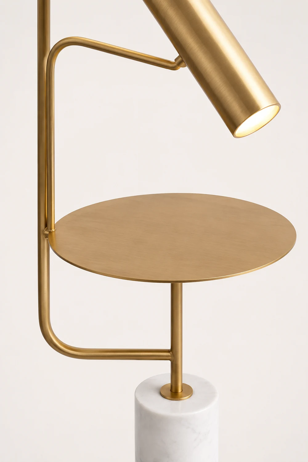 Salgado Minimalist Metal Floor Lamp With Table, Black/Gold - Lumpaz