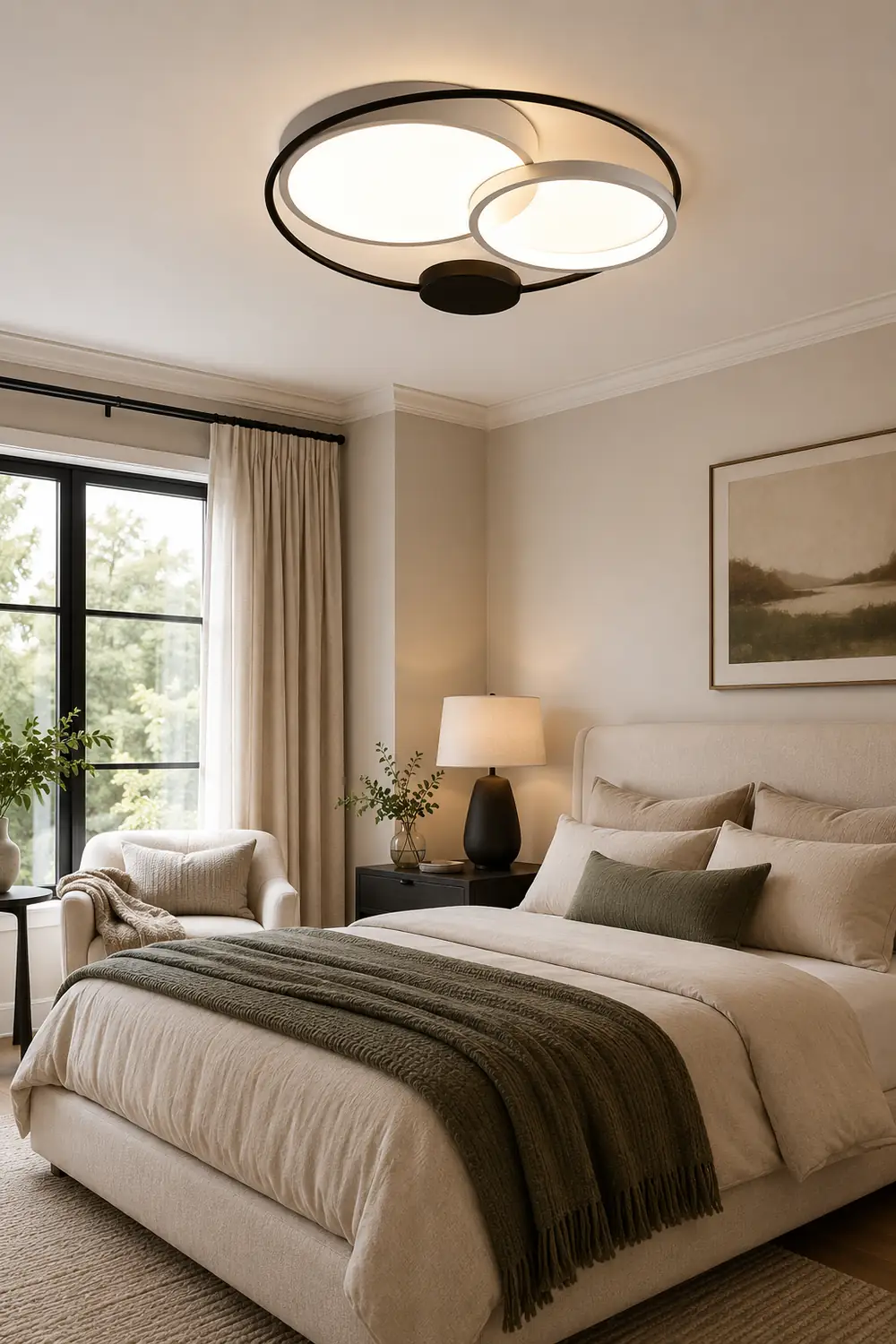Lacey Modern Circular LED Flush Mount Ceiling Light, Black&White - Lumpaz