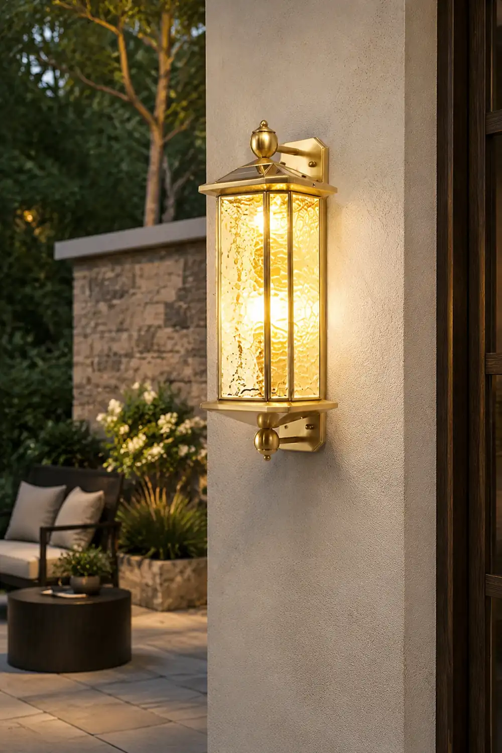 23.62-In. European Copper Dimmable Hardwired/Solar Outdoor Wall Lights - Lumpaz