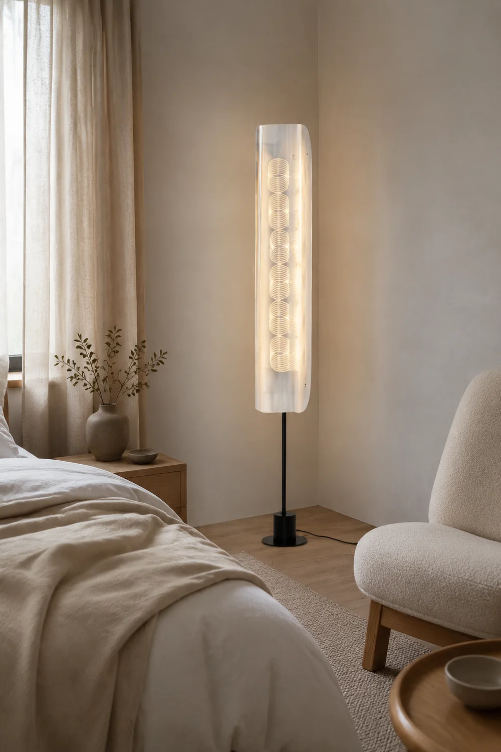 Salgado Nordic Minimalistic White Floor Lamp, Metal & Acrylic - Lumpaz