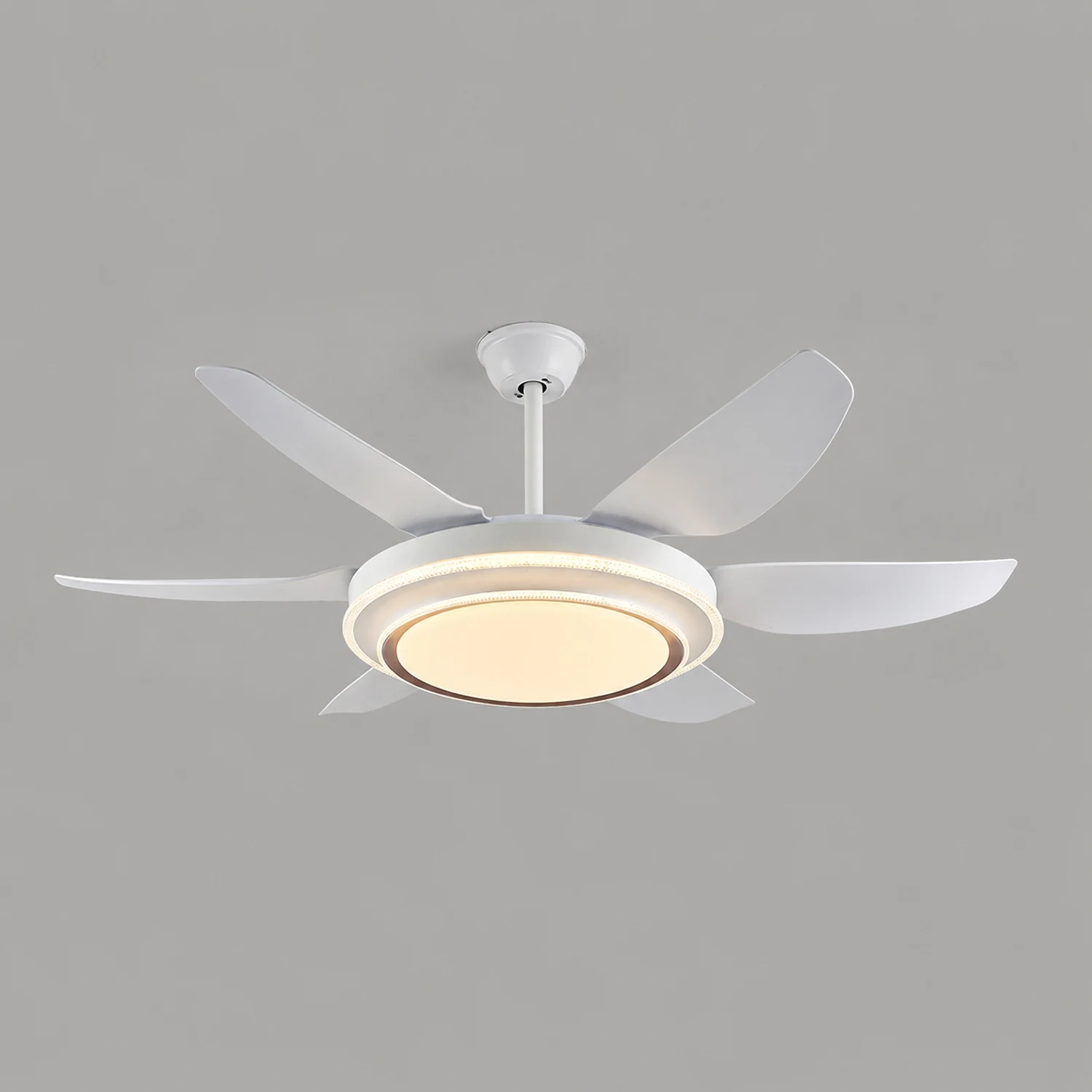 Haydn 6-Blade  Modern Basic  DC Ceiling Fan with Light, White, 51'' - Lumpaz