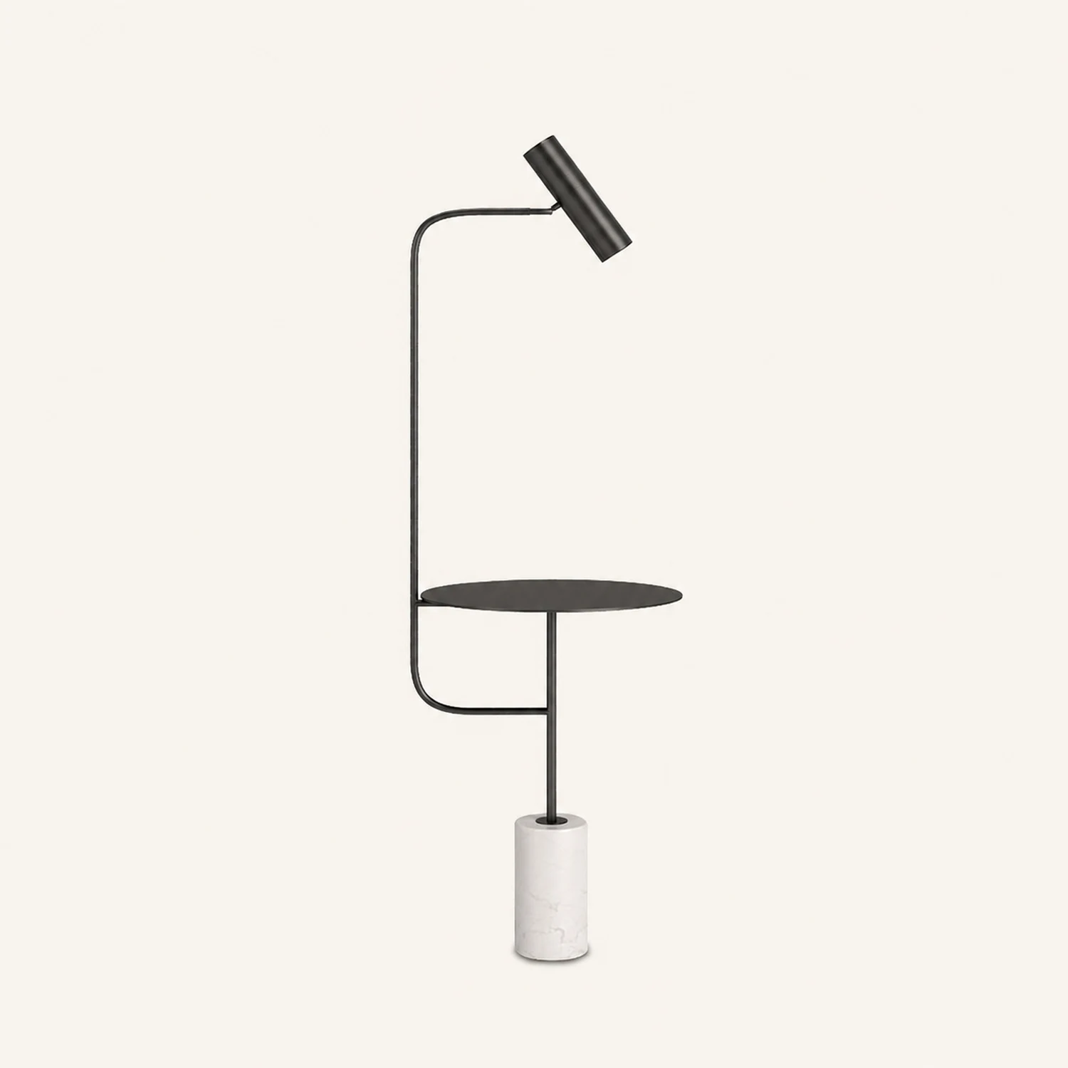 Salgado Minimalist Metal Floor Lamp With Table, Black/Gold - Lumpaz