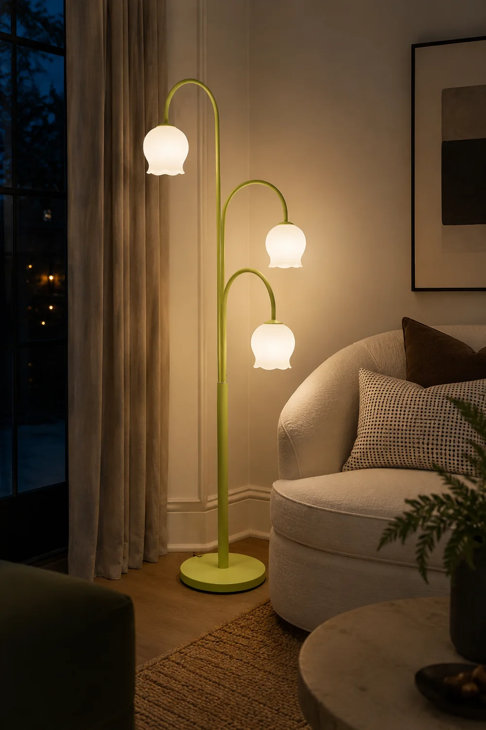 Lily Art Deco Dome Metal Glass Floor Lamp - Lumpaz