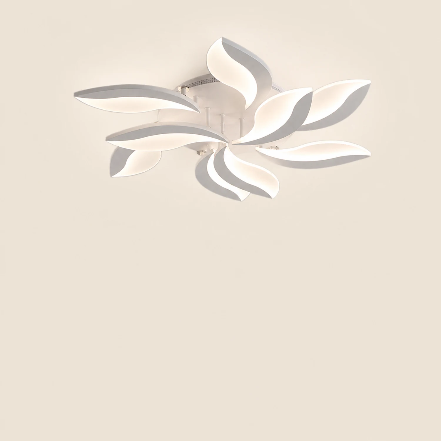 Hana Minimalist Art Deco Flower Flush Mount Ceiling Light, White, Living Room - Lumpaz