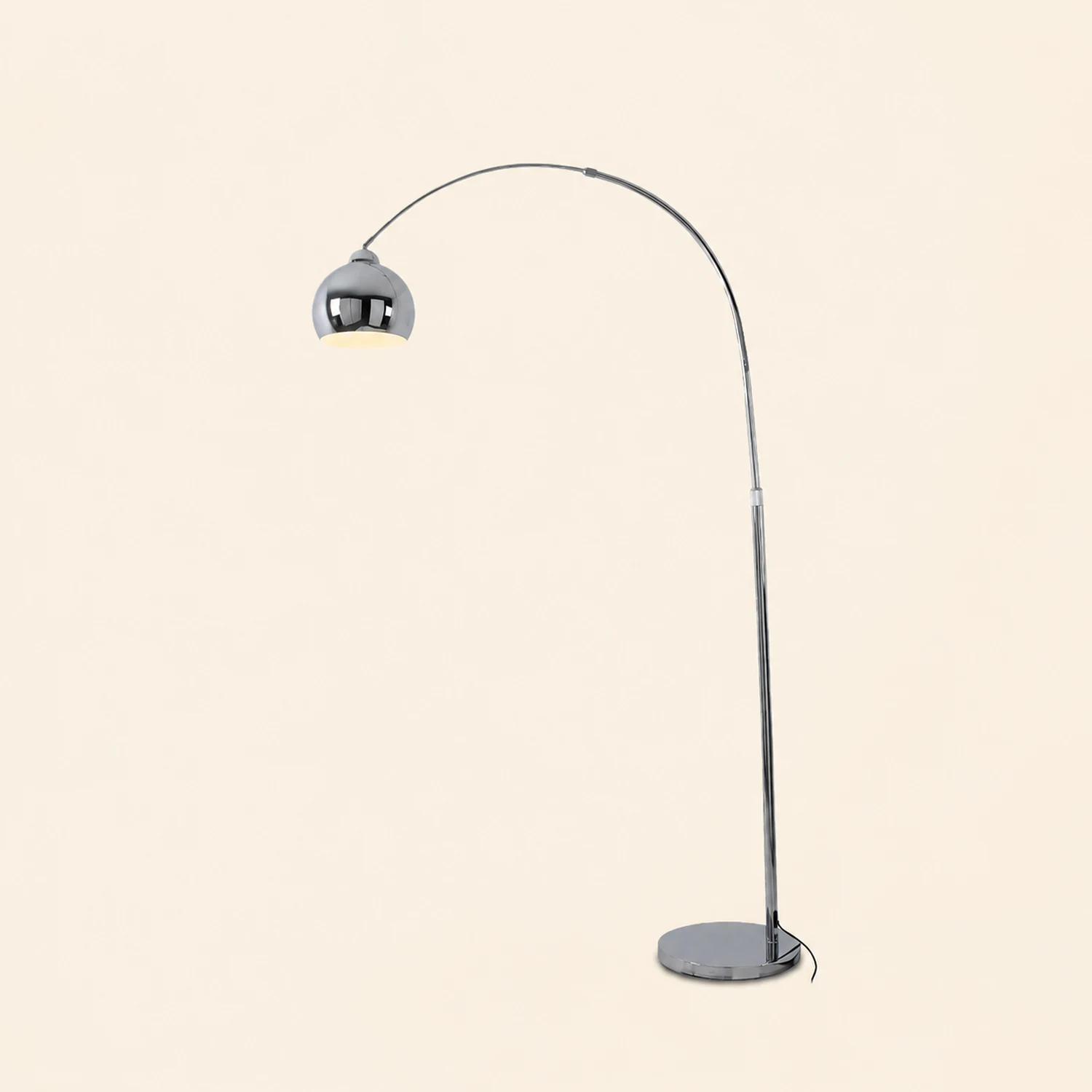 Salgado Modern Arc Metal Floor Lamp, Chrome, Study/Bedroom - Lumpaz