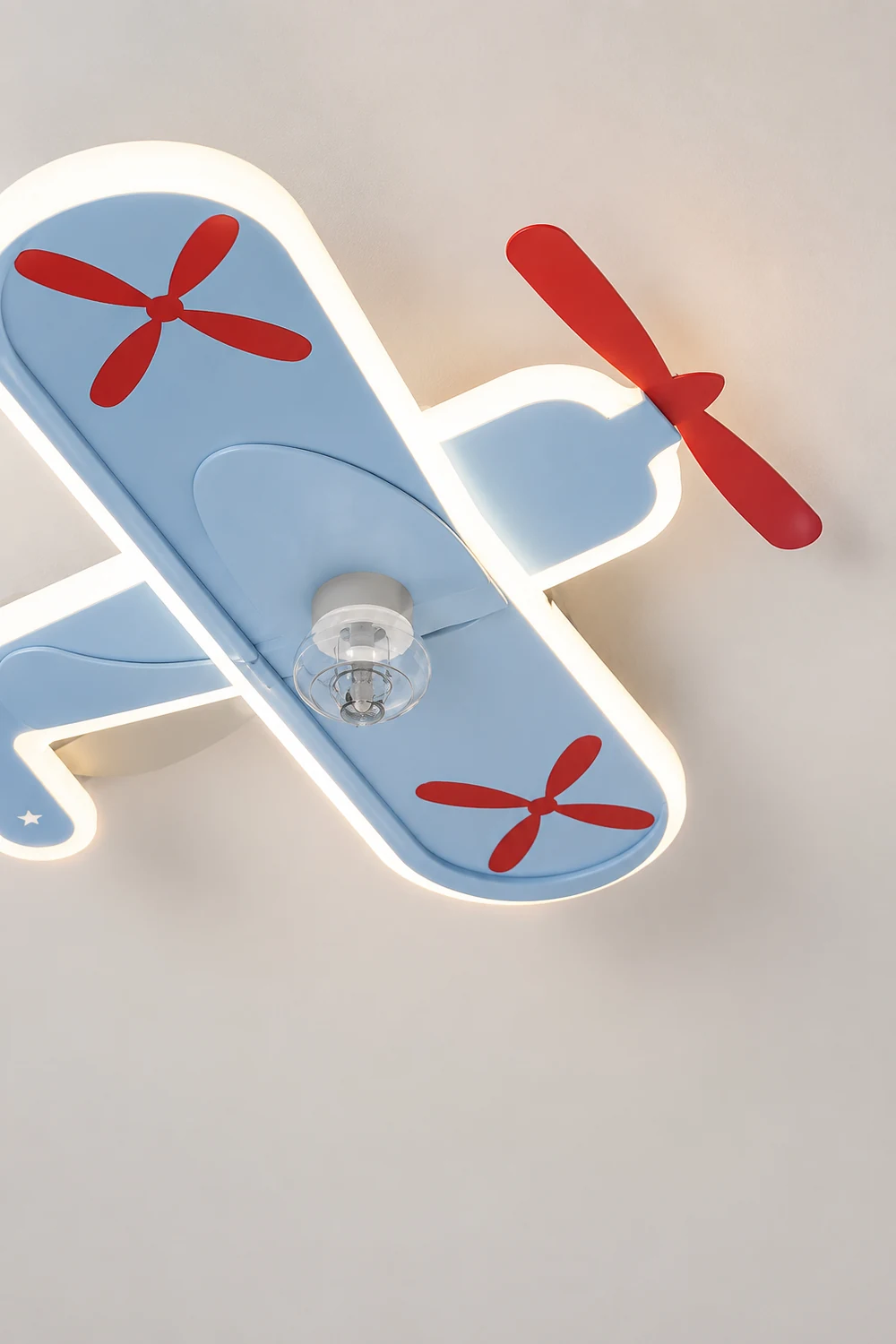 Minori Blue Plane Ceiling Fan With Light, L 21" - Lumpaz