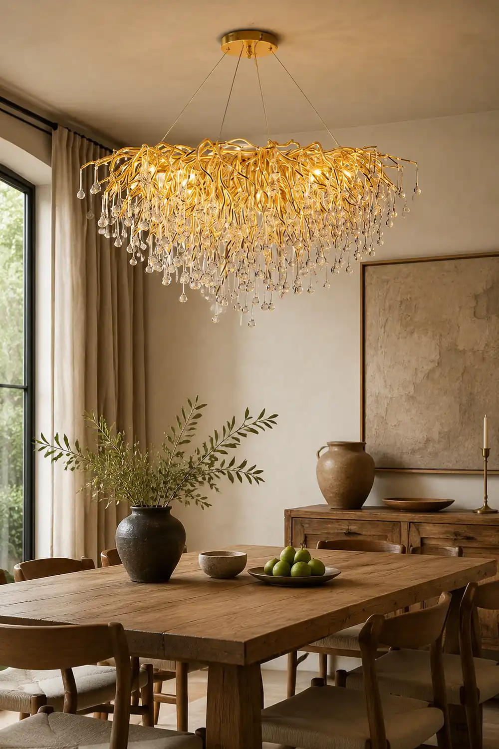 Colon Pendant Light Tassel Luxury, Metal/Crystal, Gold, Bedroom - Lumpaz