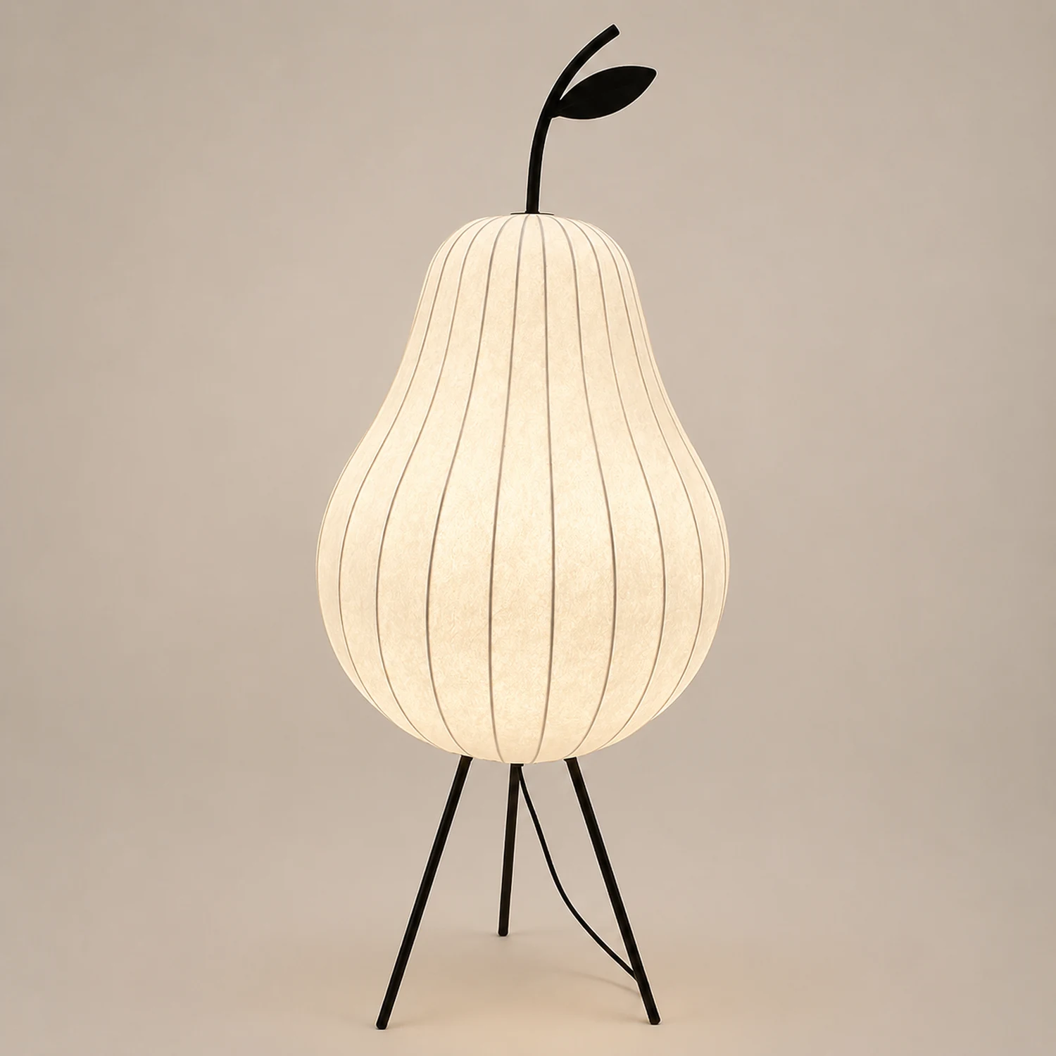 Renée Floor Lamp Pear Shaped Unique Art Deco, Fabric/Metal, Living Room - Lumpaz