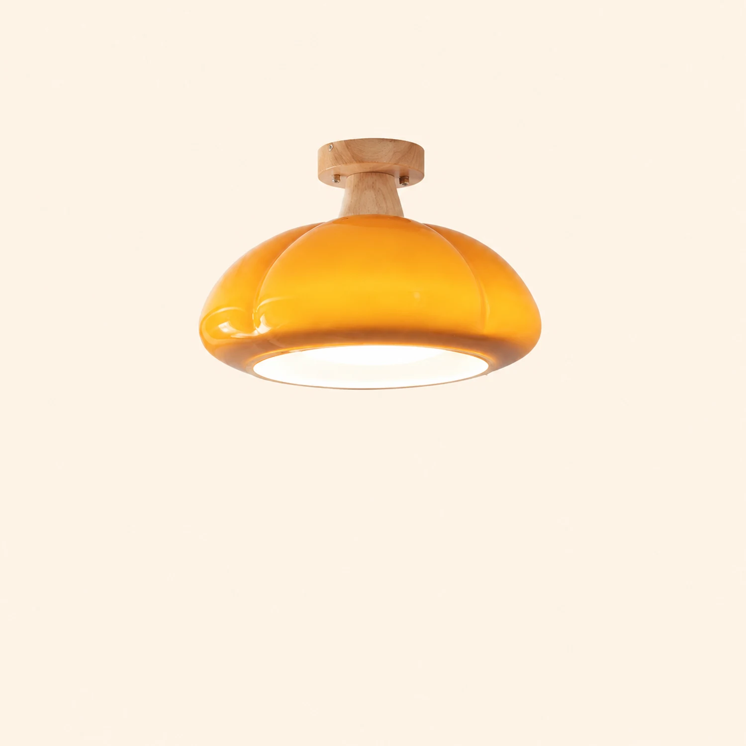 Hailie Modern LED Pumpkin Creativity Ceiling Light Glass Wood Aisle/Hallway/Bedroom/Living Room - Lumpaz