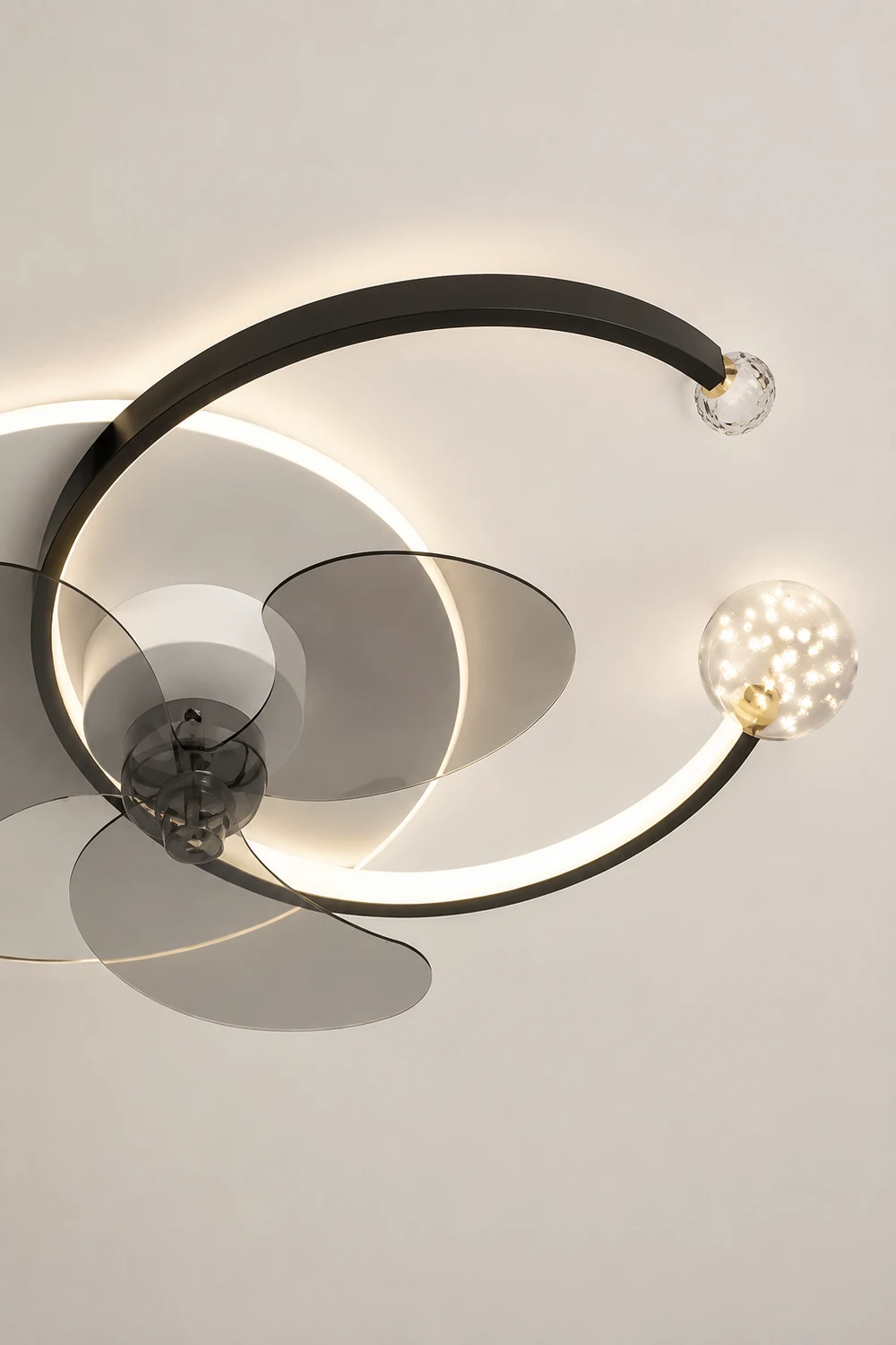 Madina Double-C Starry Ceiling Fan with Light, 2 Color, 24.5" - Lumpaz