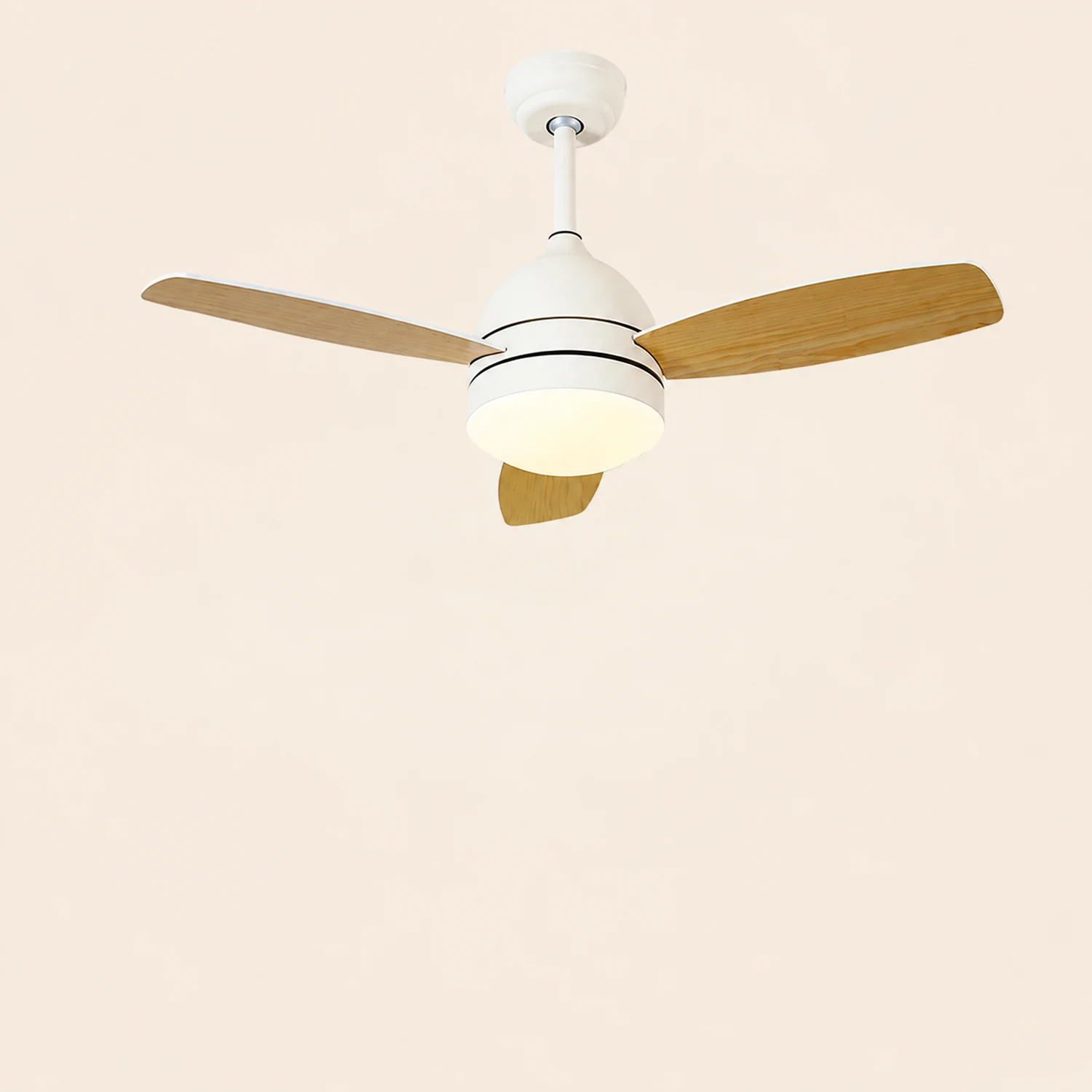 Haydn Modern Wood DC Ceiling Fan with Light, Black & White, 2 Color, 42'' - Lumpaz