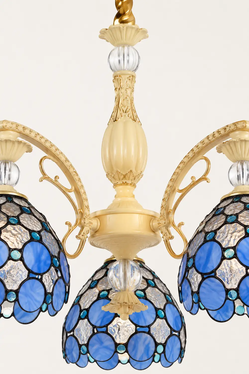 Alessio Mediterranean Branch Glass/Metal Chandelier, Blue - Lumpaz