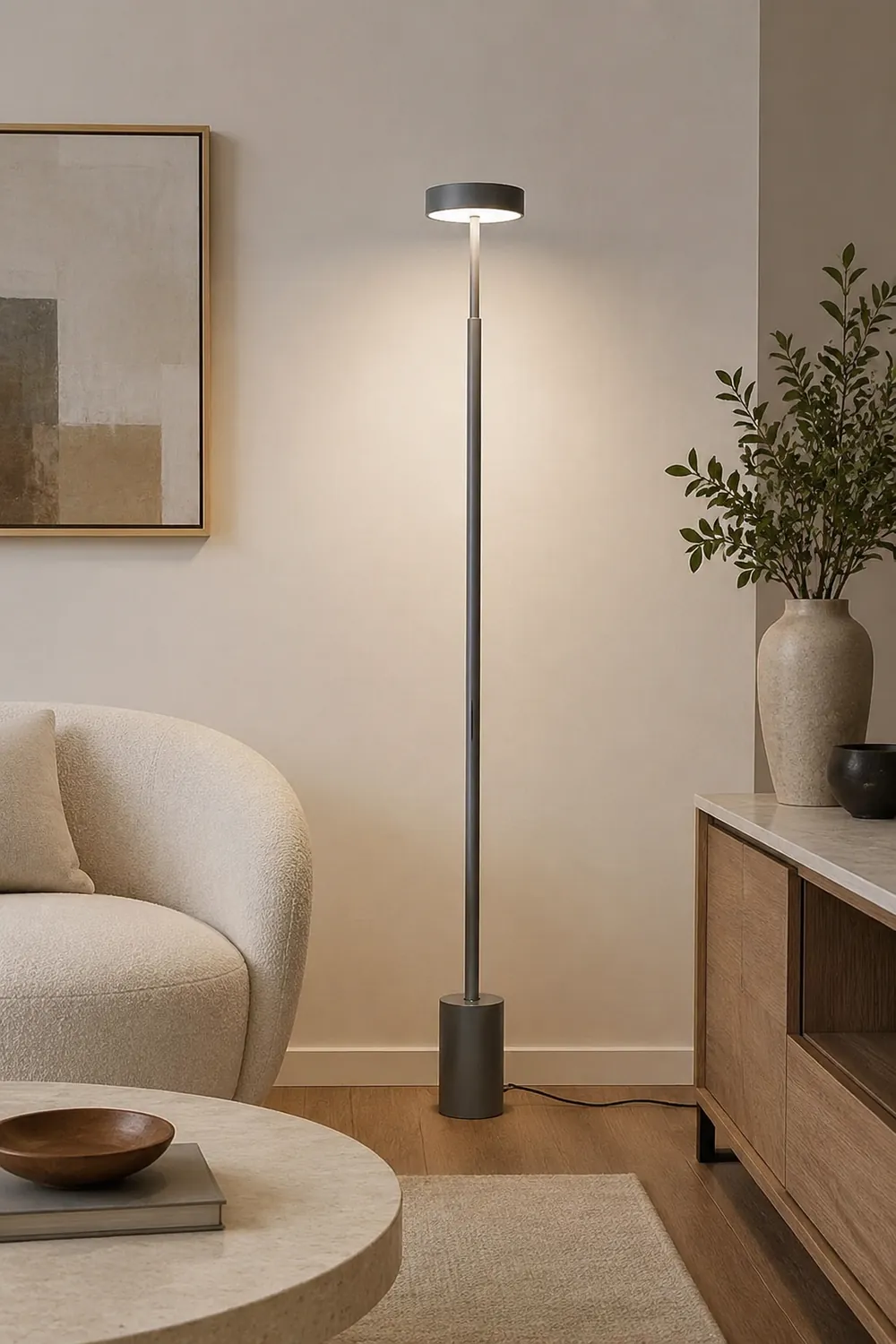 Edge Floor Lamp Linear Modern/Minimalist, Black/White/Gray, Bedroom - Lumpaz