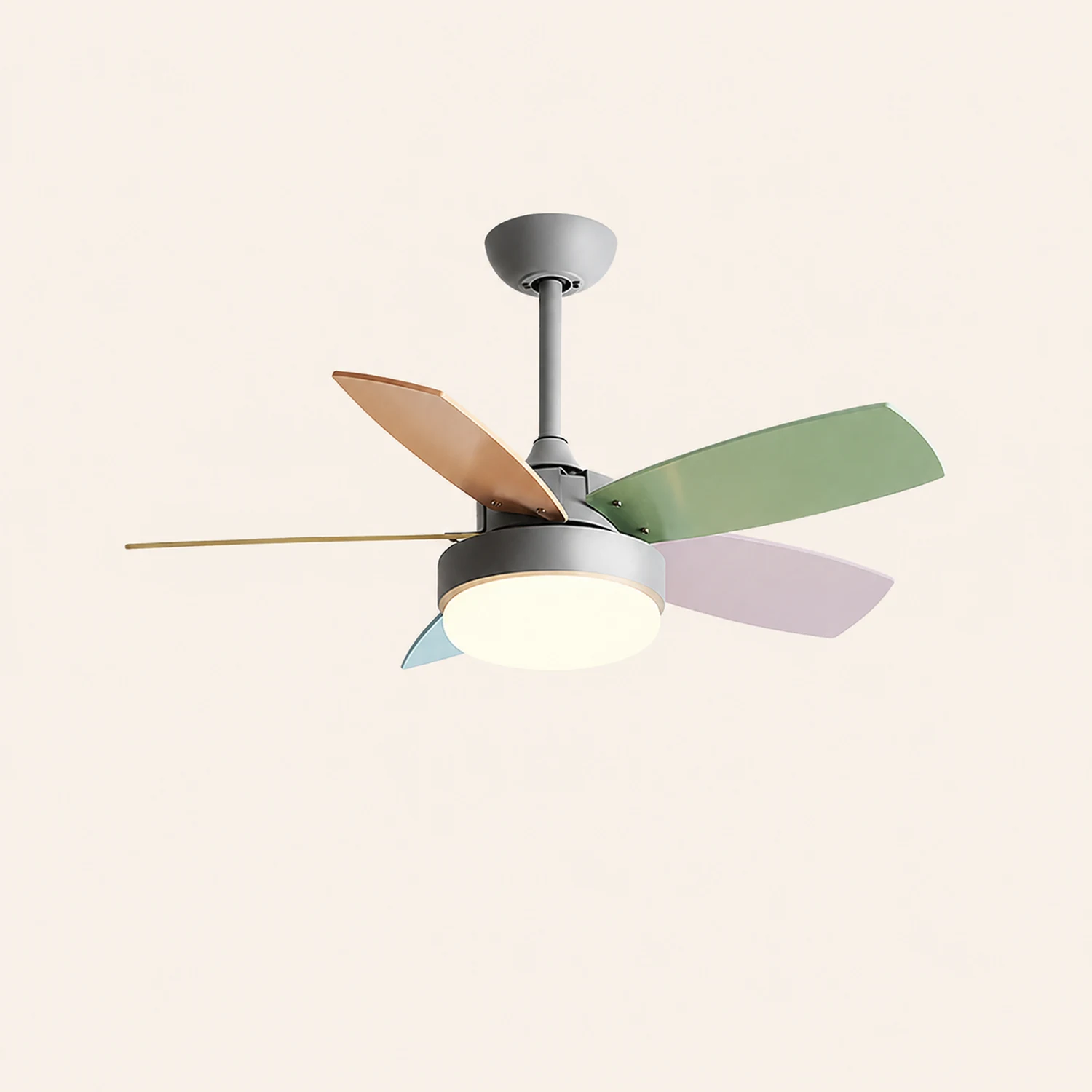 Morandi Modern 5-Blade Colorful DC Ceiling Fan with Light, LED, Summer, Bedroom - Lumpaz