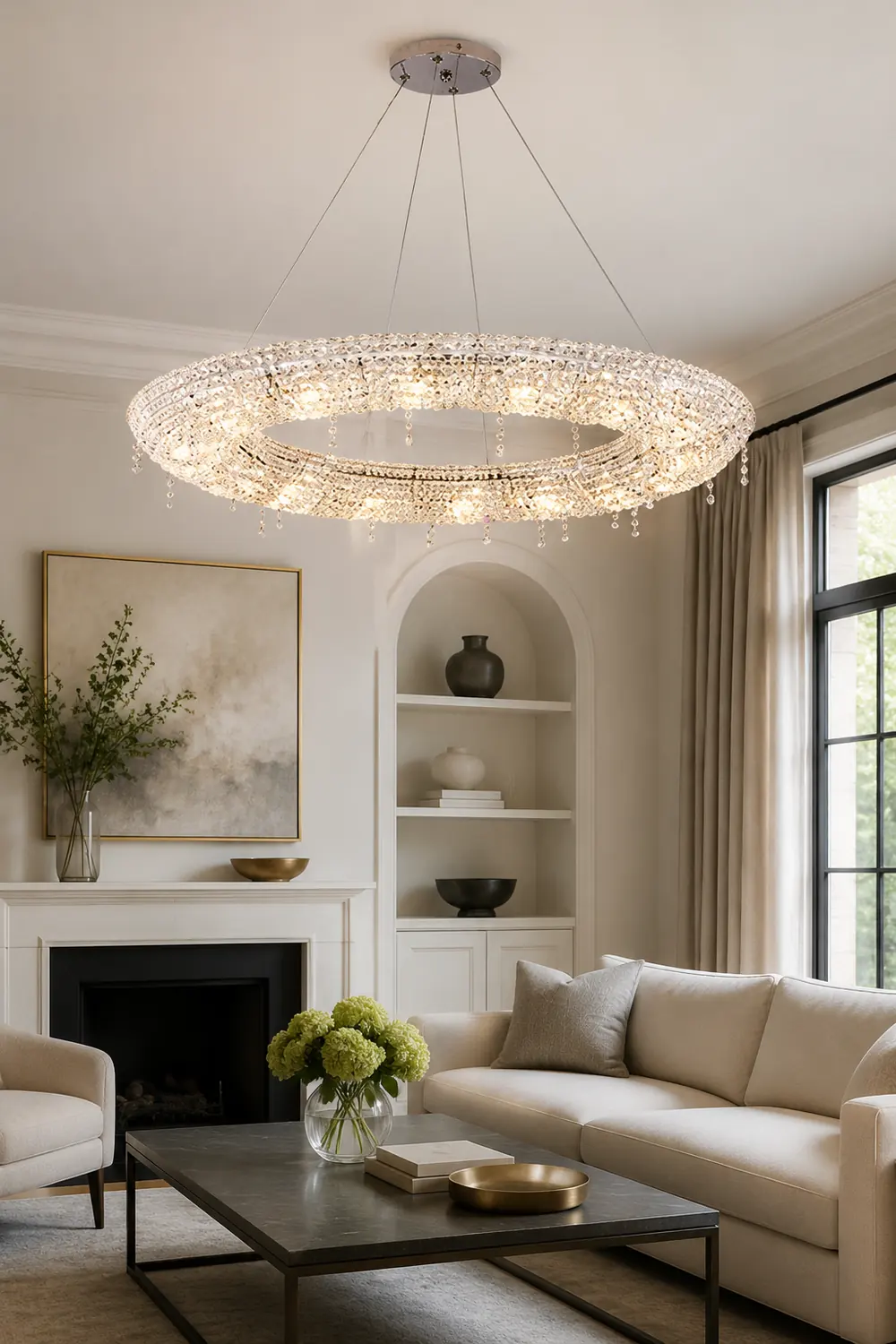 Kristy Luxury Round Crystal Pendant Light for Living Room/Dining Room - Lumpaz