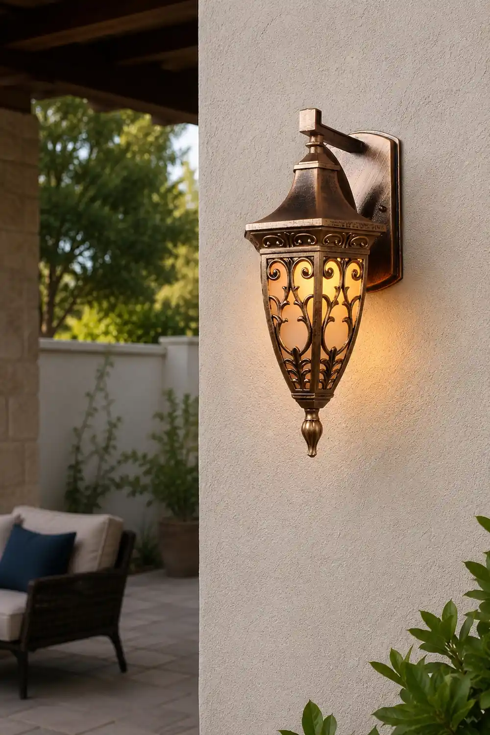Outdoor Vintage Bronze Wall Light 1-light Wall-Mount Lantern - Lumpaz