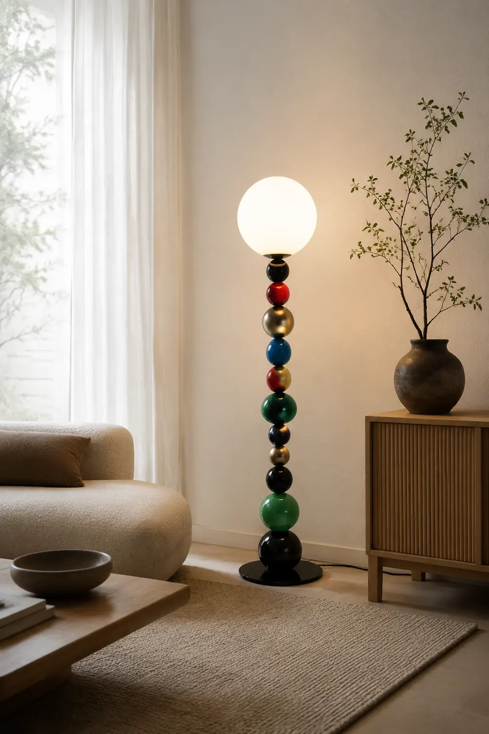 Morandi  Modern Ball Metal Colorful  Floor Lamp, Red/Green - Lumpaz