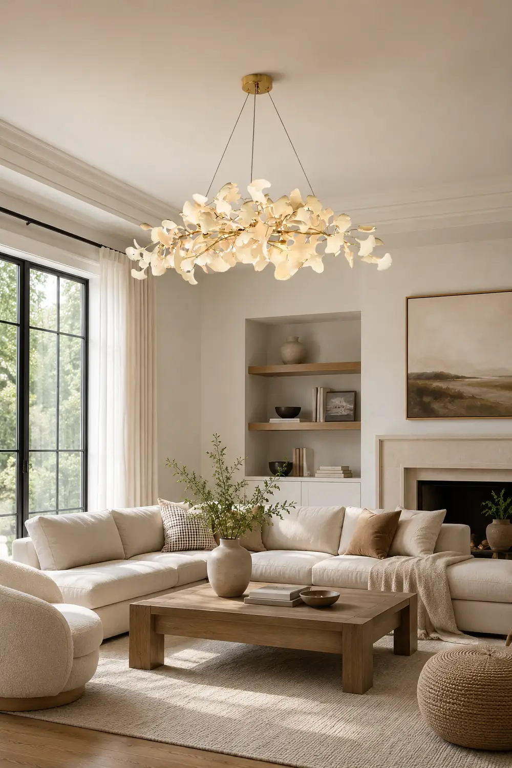Ophelia Modern Gold Metal/Acrylic Art Deco Chandelier Living Room - Lumpaz