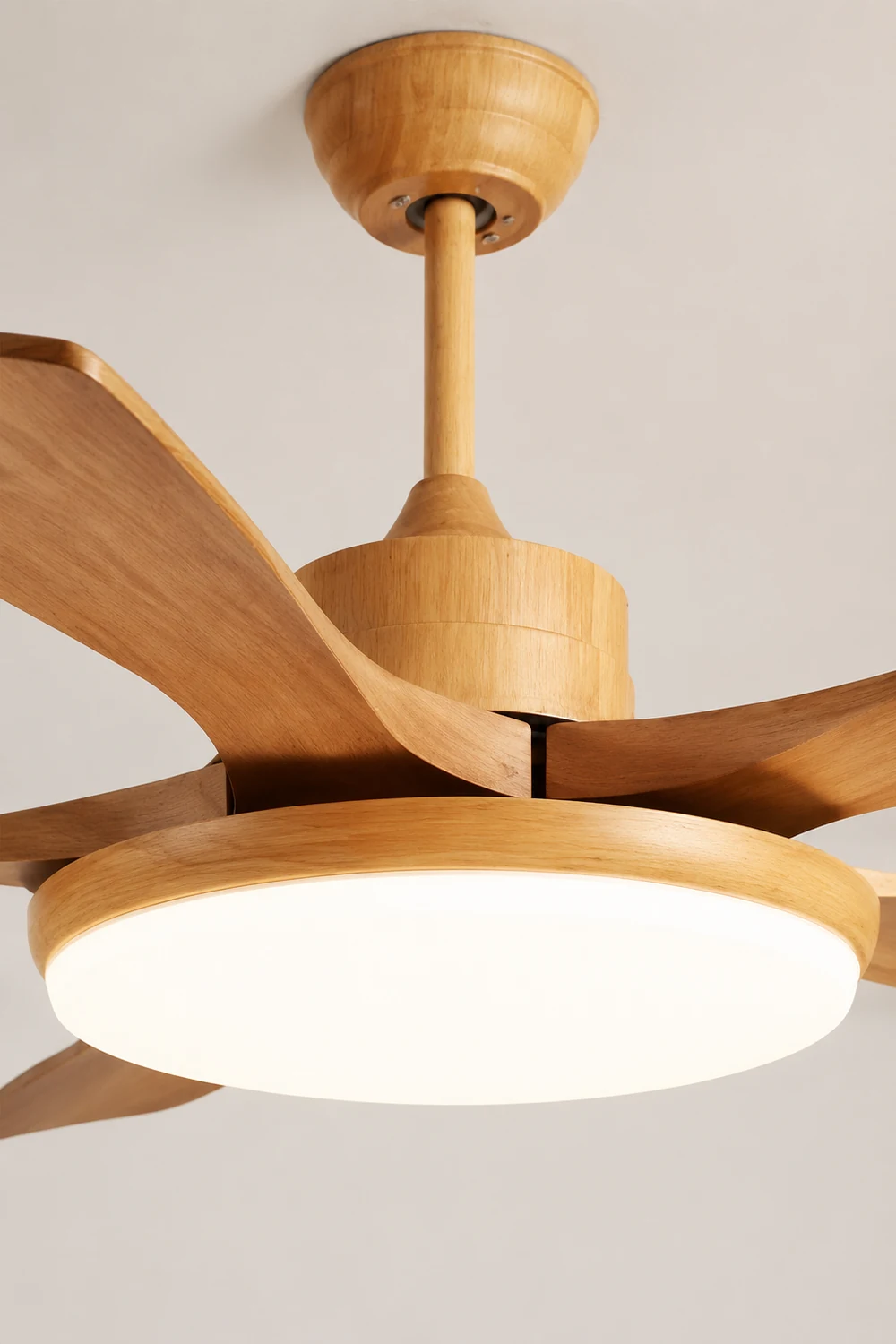 Haydn 5-Blade DC Ceiling Fan with Light, Summer, Black & Wood, 52'' - Lumpaz