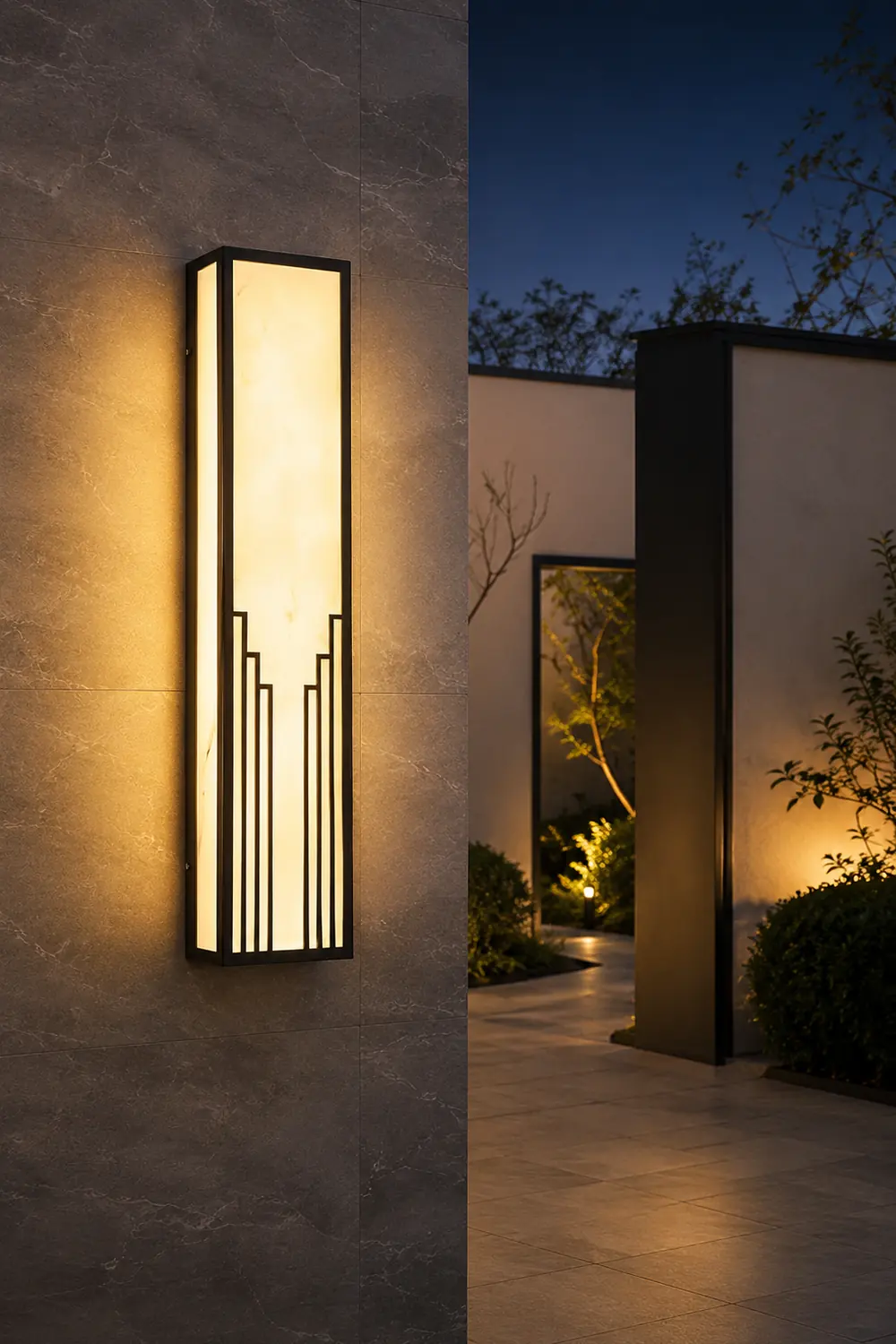 Strip Rectangular Resin Waterproof LED Black Modern Outdoor Wall Light - Lumpaz