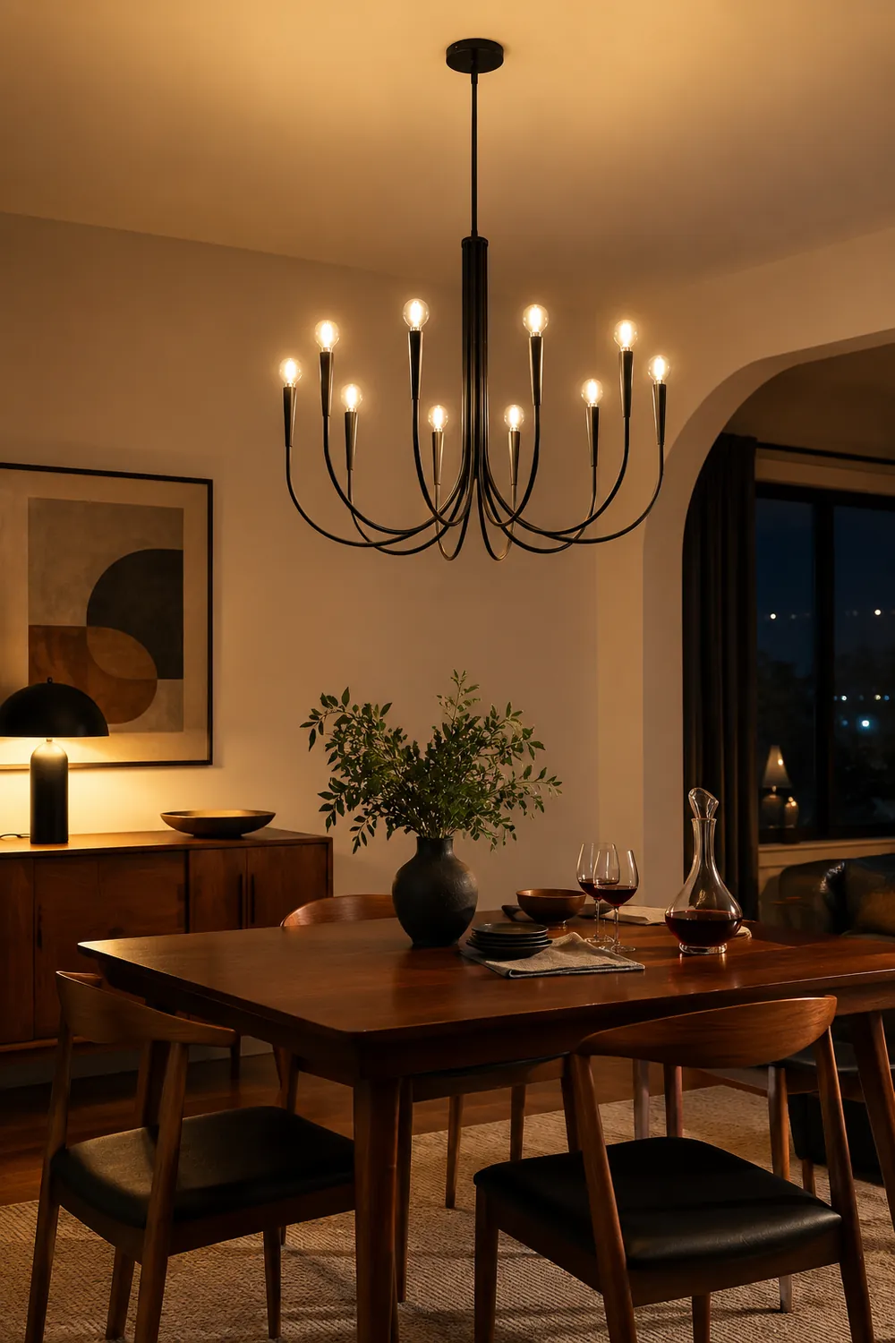 Hailie Modern Minimalist Chandelier Dinning Room, Black/Gold - Lumpaz