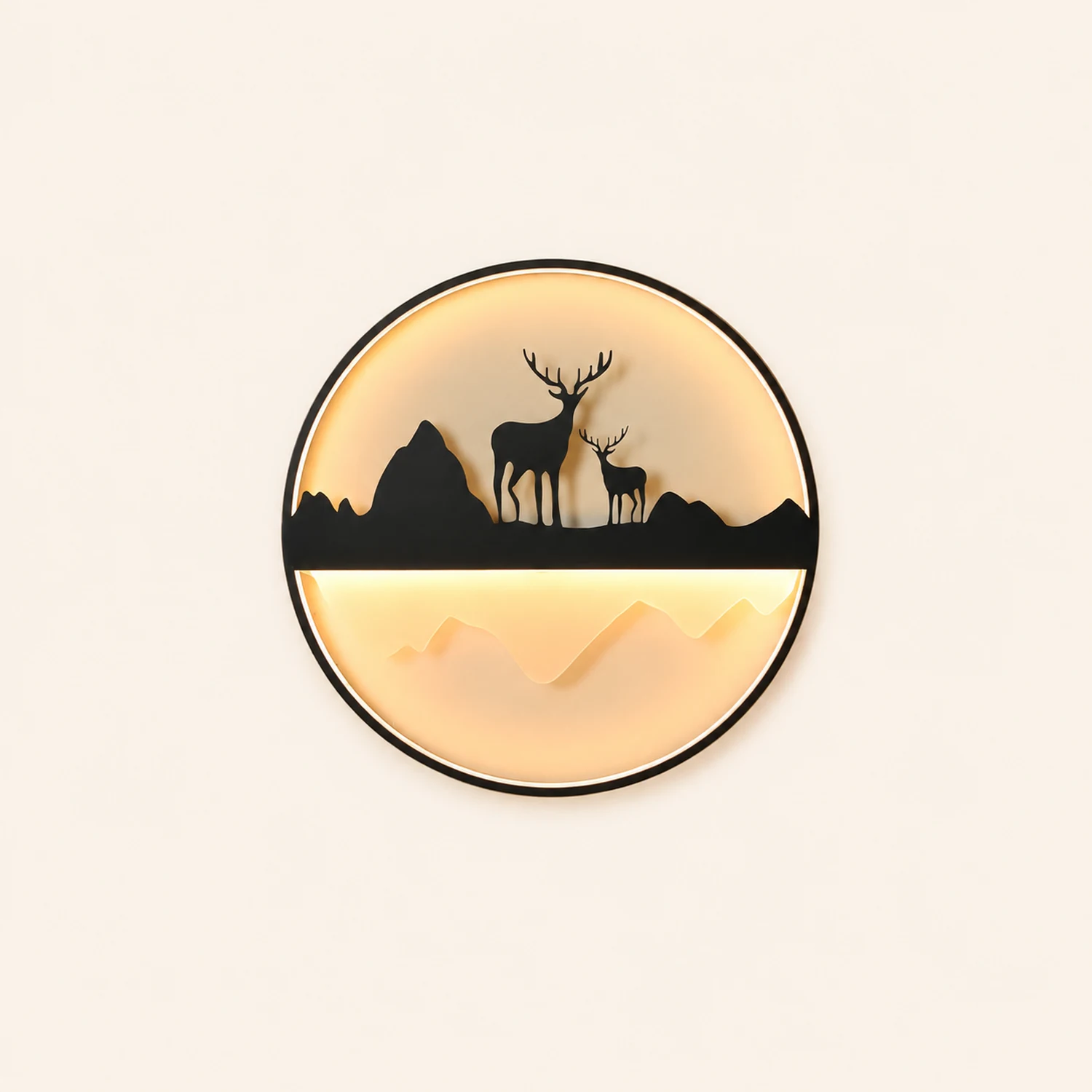 Round Mountain Scenery Silhouette Dimmable with Remote Outdoor Wall Lights - Lumpaz