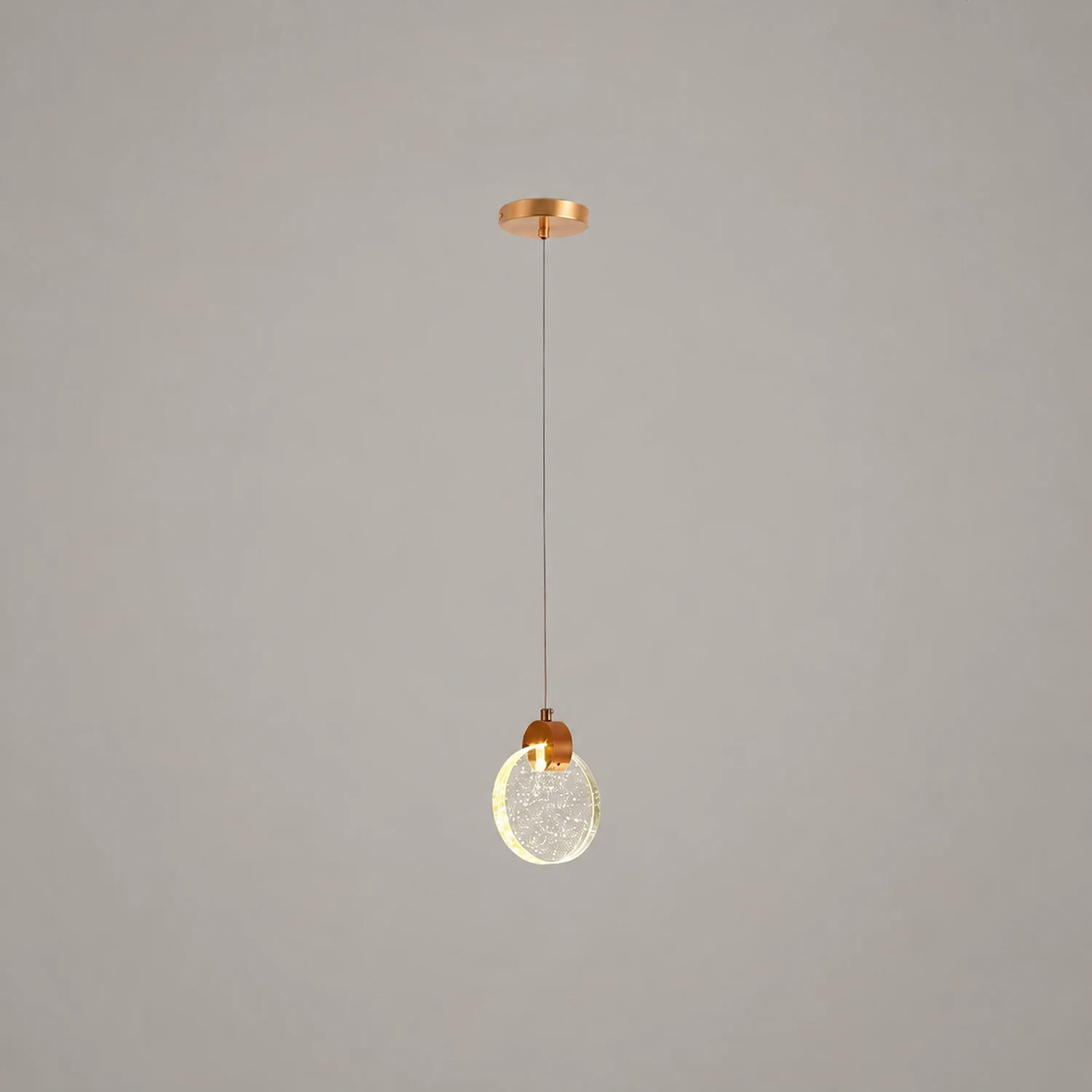 Kristy Minimalist Round  Metal/Crystal Chandelier, Gold - Lumpaz