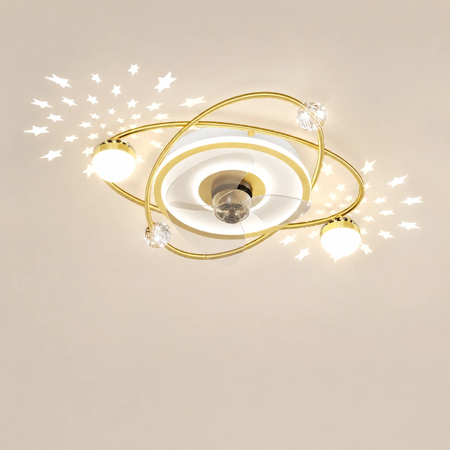 Minori 3-Blade Starry Ceiling Fan with Light, 2 Color, L 21" - Lumpaz