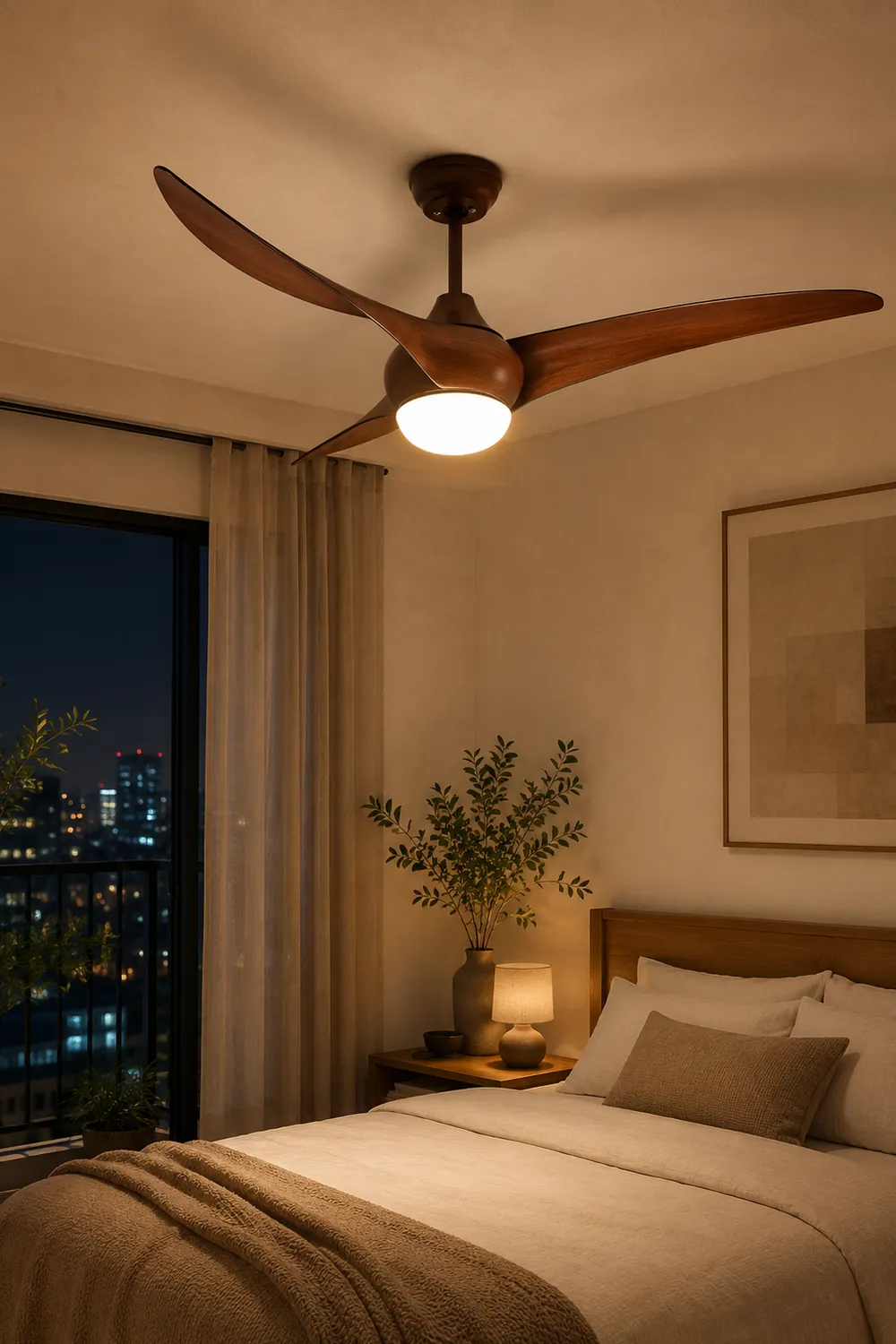 Garner 3-Blade Black & Brown Ceiling Fan with Light, DIA 52'' - Lumpaz