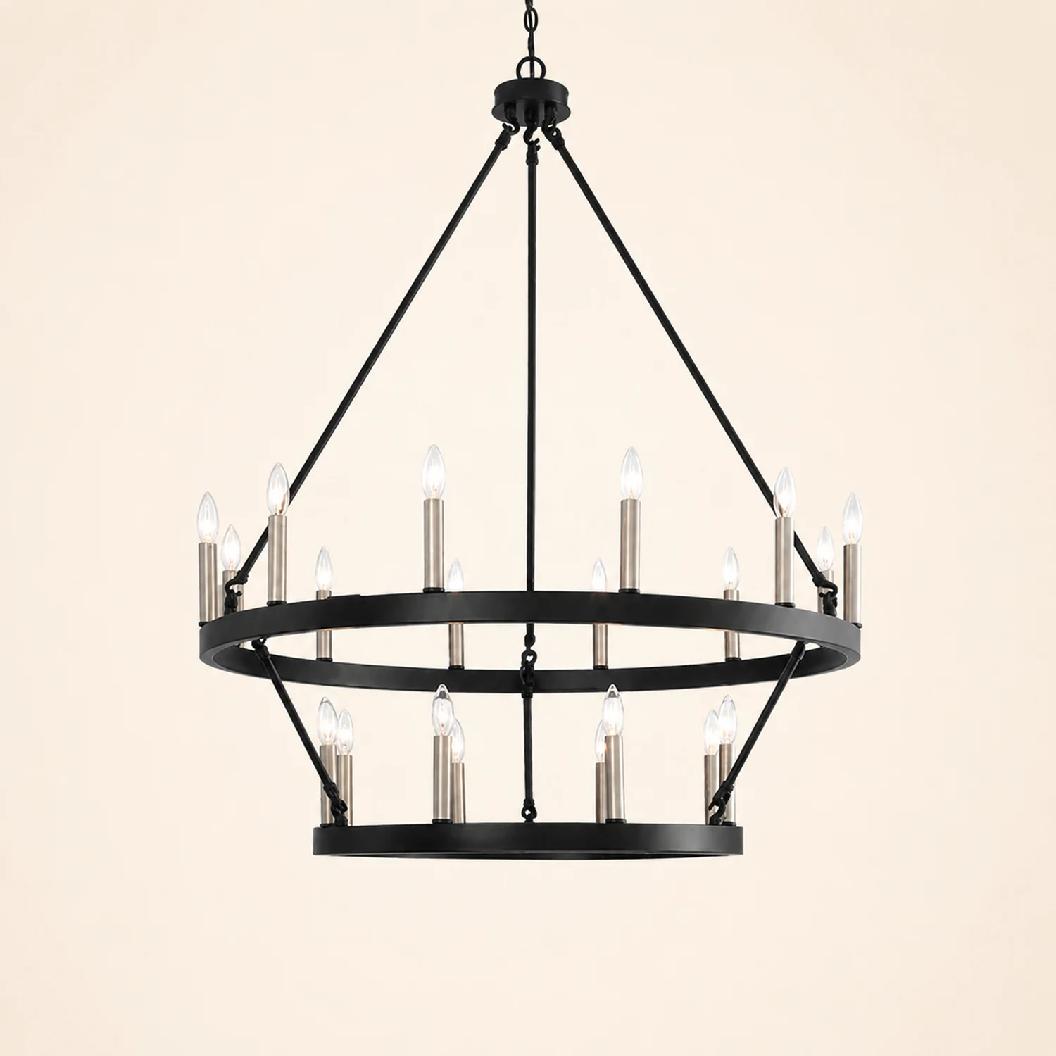 Silva Modern Industrial LED Chandelier Black Metal  Living Room - Lumpaz