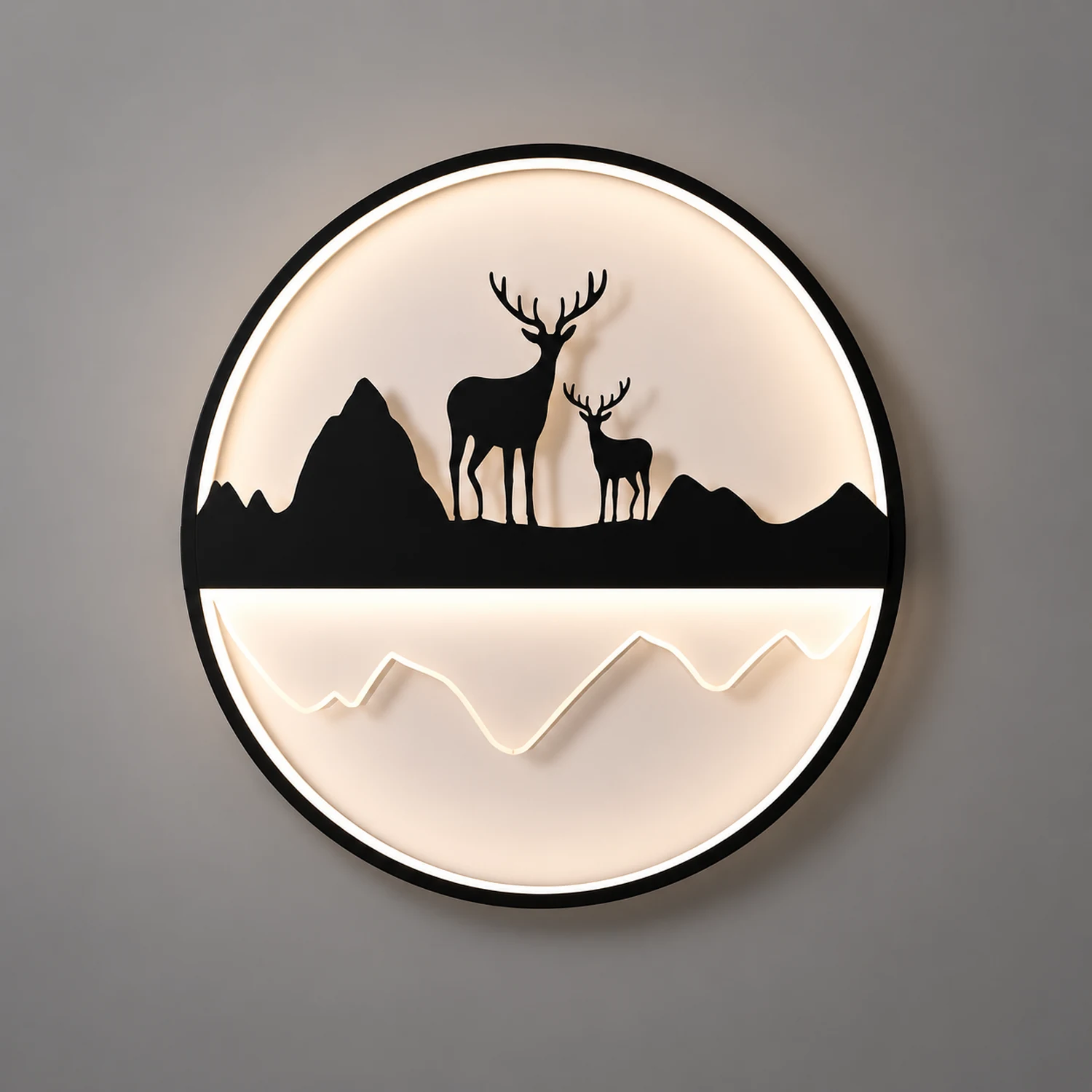 Round Mountain Scenery Silhouette Dimmable with Remote Outdoor Wall Lights - Lumpaz