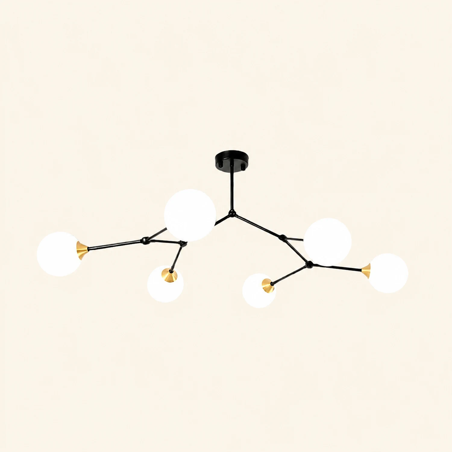 Valentina Modern Glass Bubble Chandelier Bedroom, Black/Gold - Lumpaz