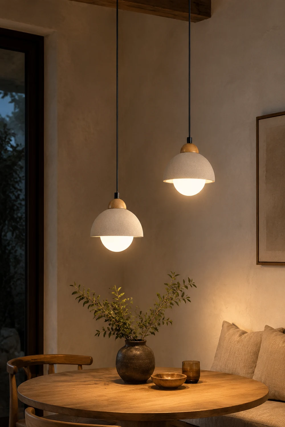 Ozawa Minimalism LED Modern Pendant Light Cement White Bedroom/Bedside/Kitchen Island/Living Room - Lumpaz