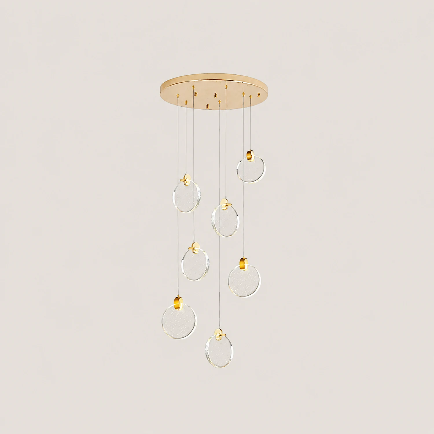 Kristy Minimalist Round  Metal/Crystal Chandelier, Gold - Lumpaz