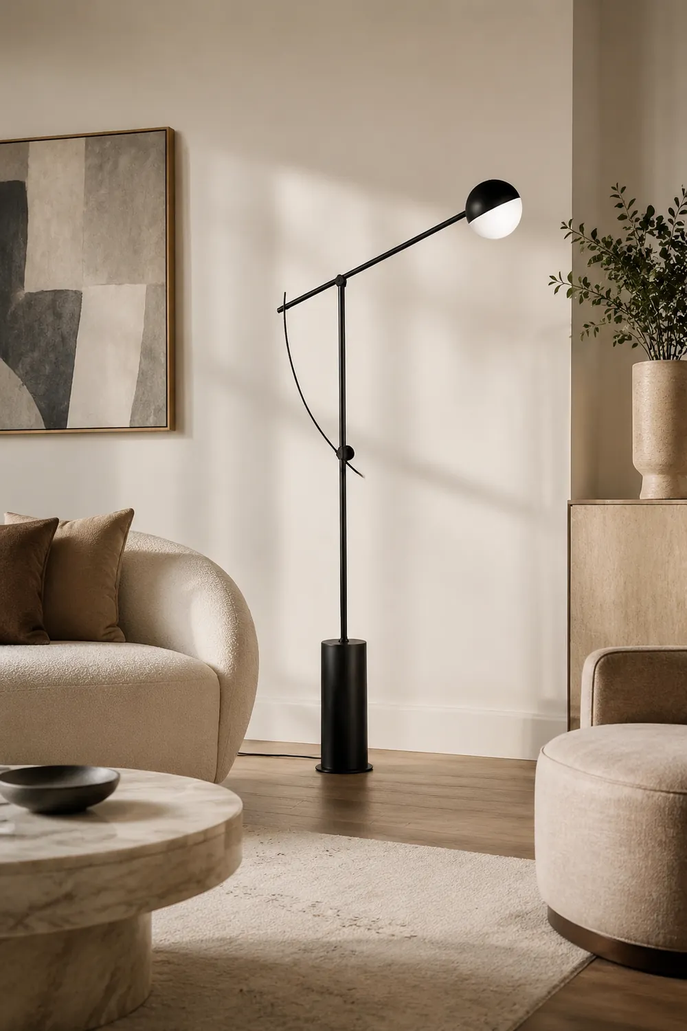 Salgado Modern Globe Metal Floor Lamp, Black - Lumpaz