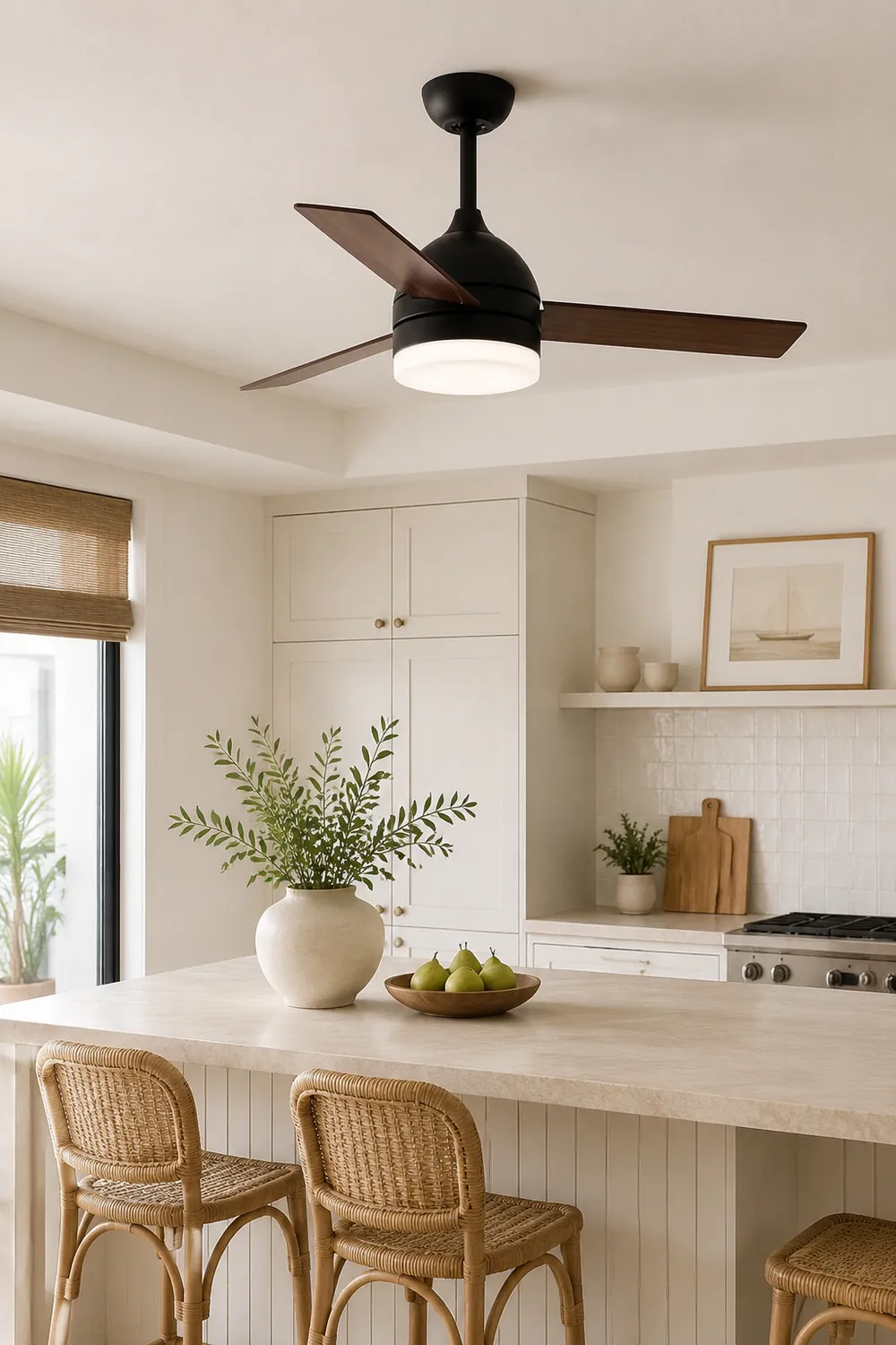 Haydn 3-Blade Modern, DC Ceiling Fan with Light, Black/White, Summer, 42'' - Lumpaz