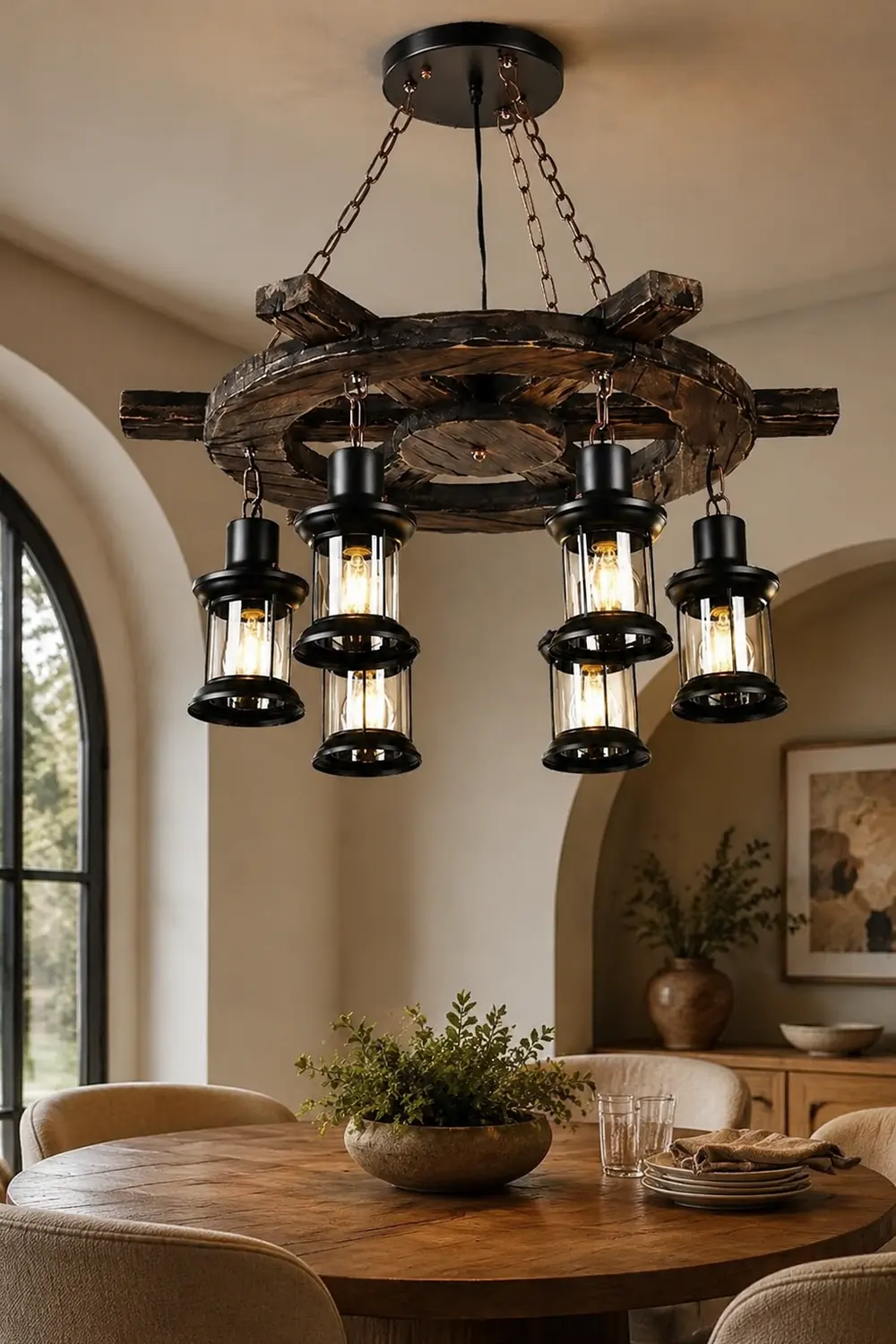 Austin Pendant Light, Wood & Metal, 31" - Lumpaz