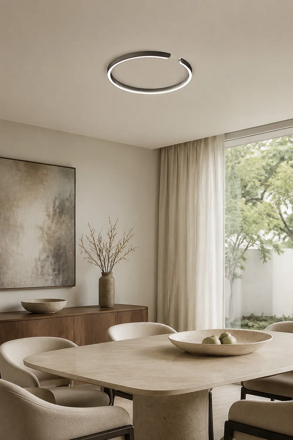 Edge Modern Ring Metal Flush Mount Ceiling Light, Black/White - Lumpaz