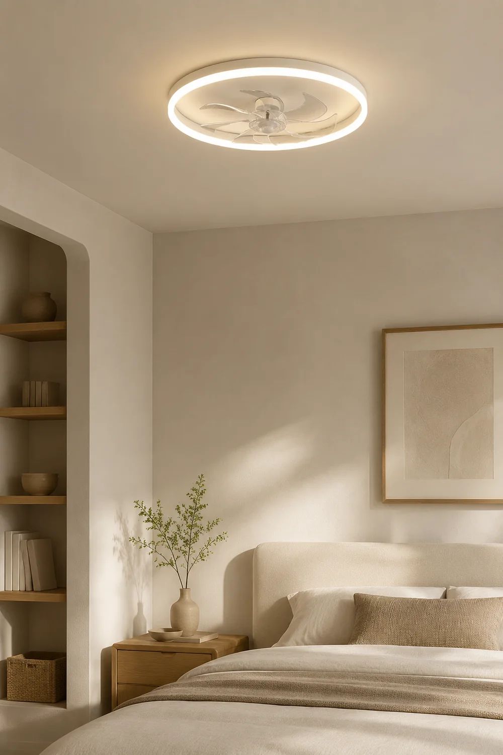 Edge 7-Blade Ring Ceiling Fan with Light, DIA 15.7"/19.7"/23.6" - Lumpaz