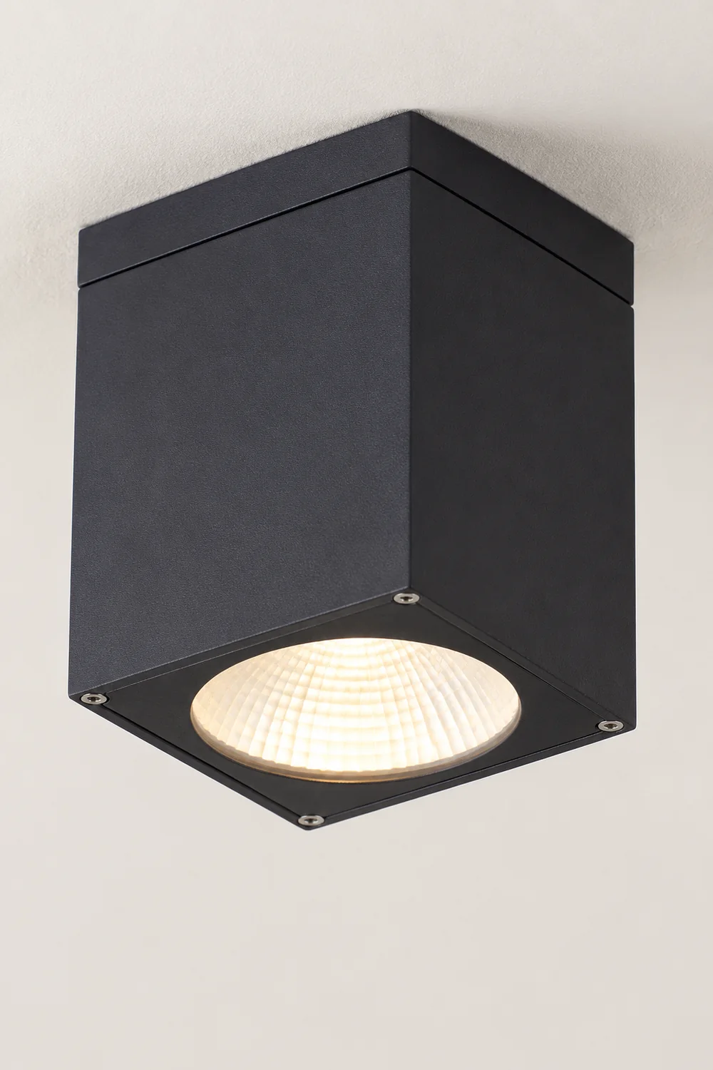 Orr Modern Black Rectangualr Flush Mount Ceiling Light, Metal/Glass - Lumpaz