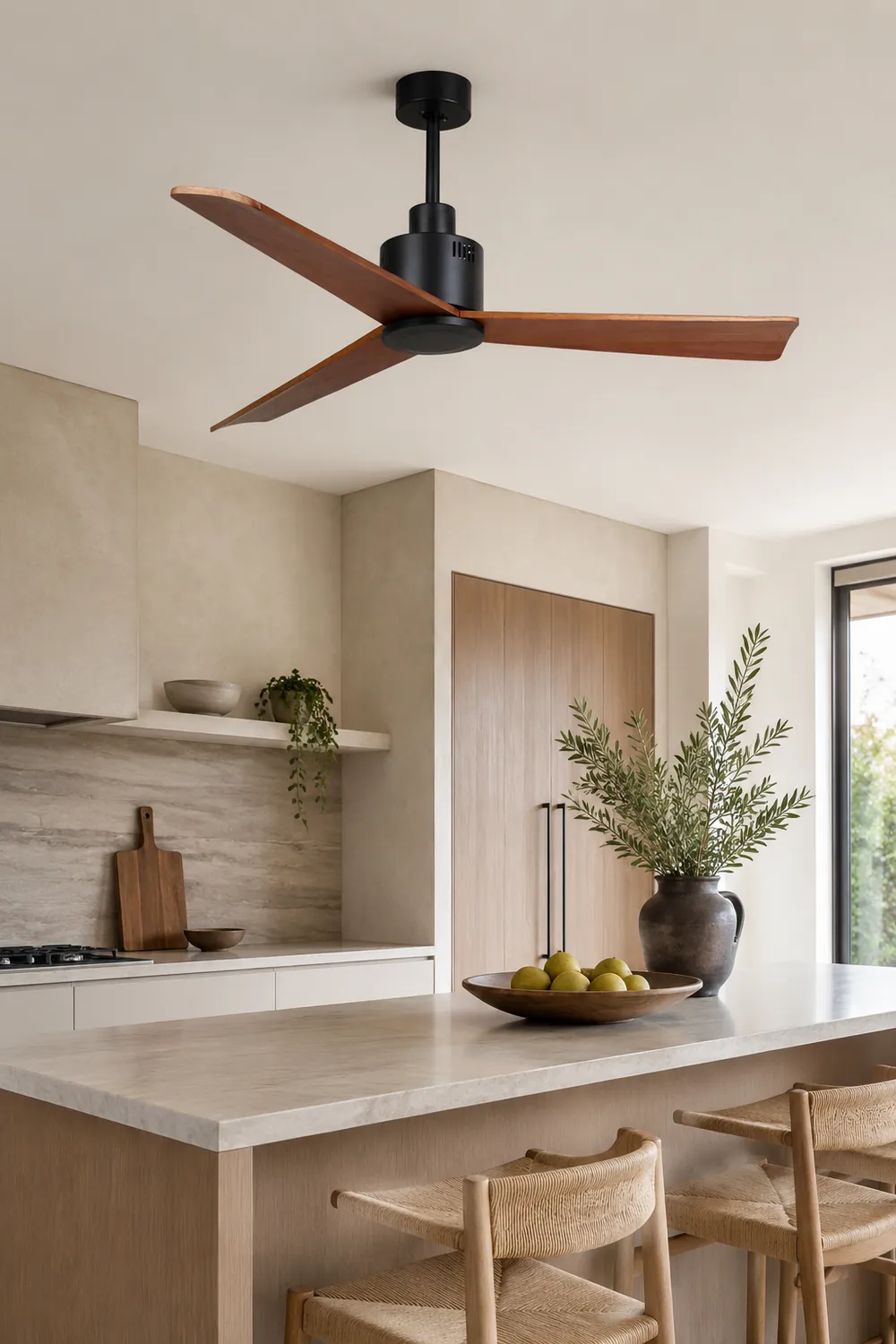 Haydn 3-Blade Modern Black DC Ceiling Fan, Summer, 52'' - Lumpaz