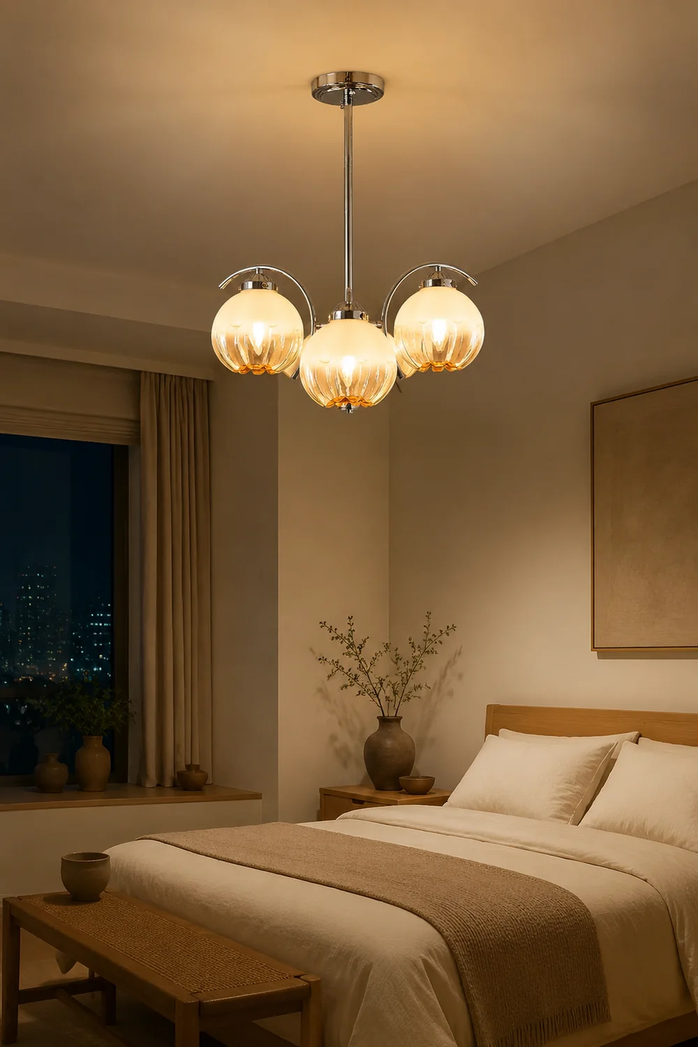 Hailie Pendant Light Gradient Flower Modern, Glass, White, Bedroom - Lumpaz