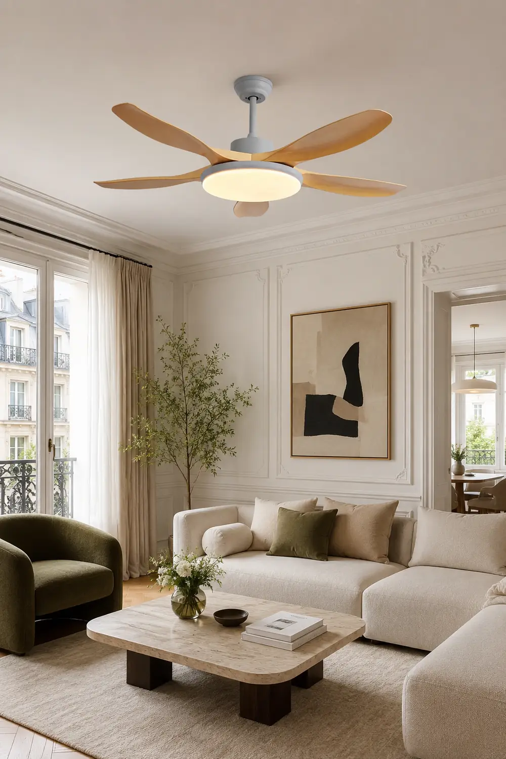 Ozawa 5-Blade Wood DC Ceiling Fan with Light, Summer, 47.2''/51.2''/59.1'' - Lumpaz