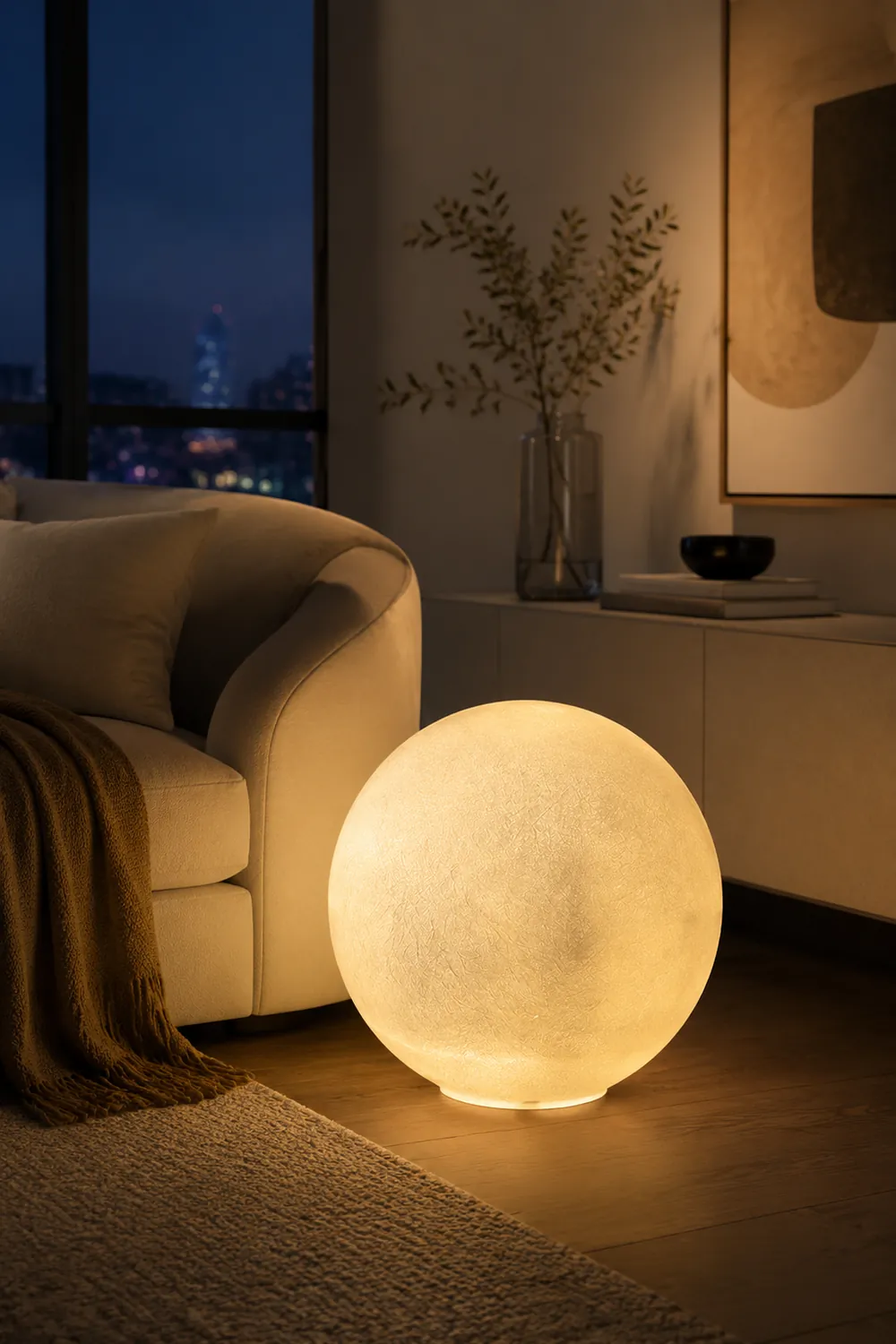 Elif Modern Decorative Dream Floor Lamp Moon Globe Resin Bedroom - Lumpaz
