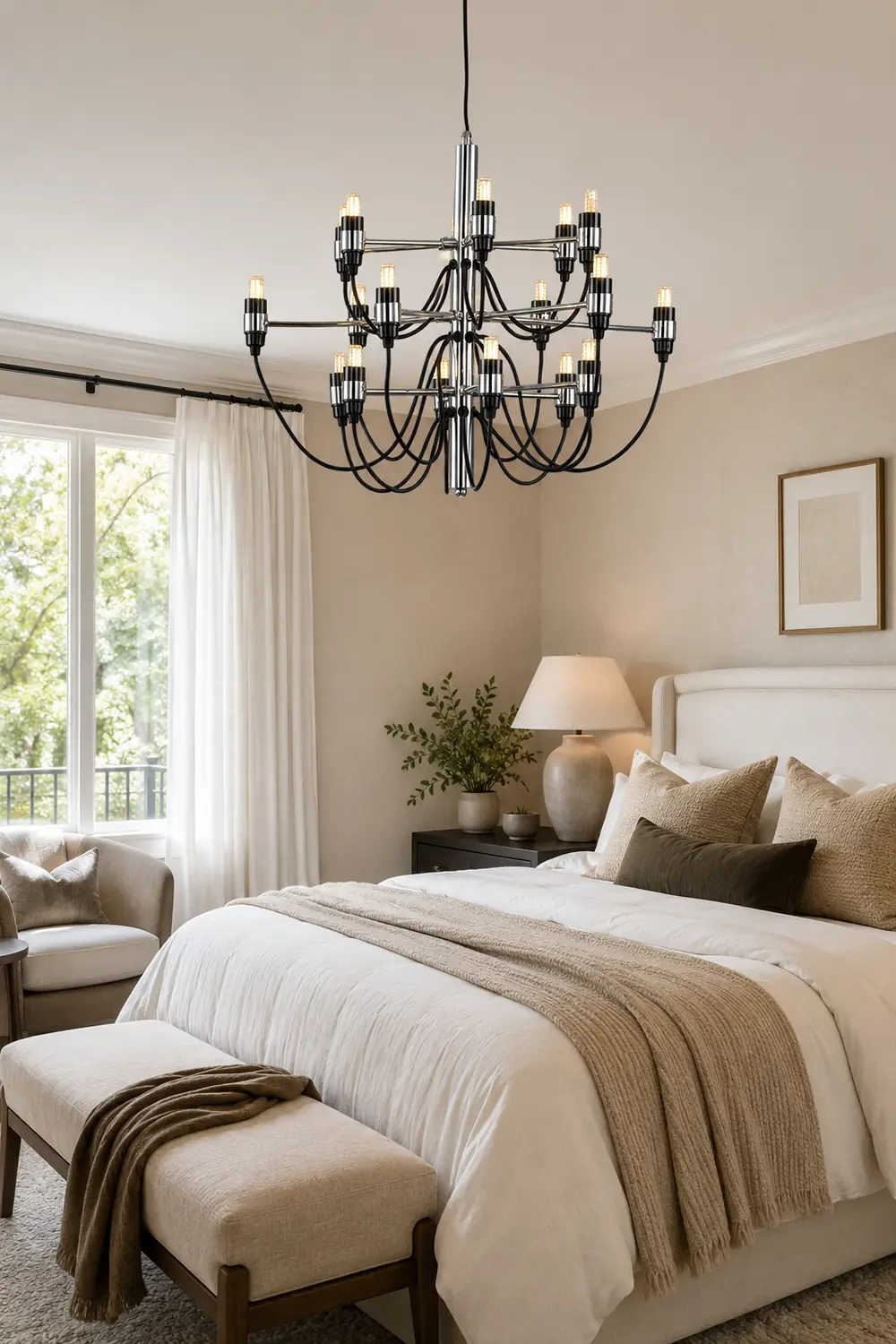 Alessio Retro Linear Metal Chandelier, Black - Lumpaz